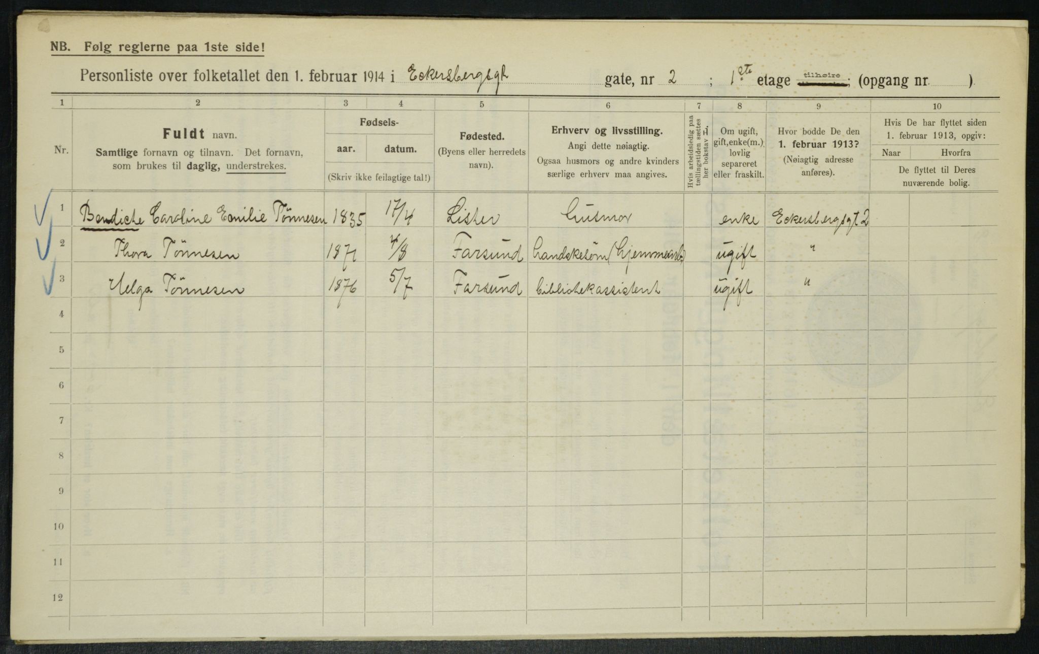 OBA, Kommunal folketelling 1.2.1914 for Kristiania, 1914, s. 18383