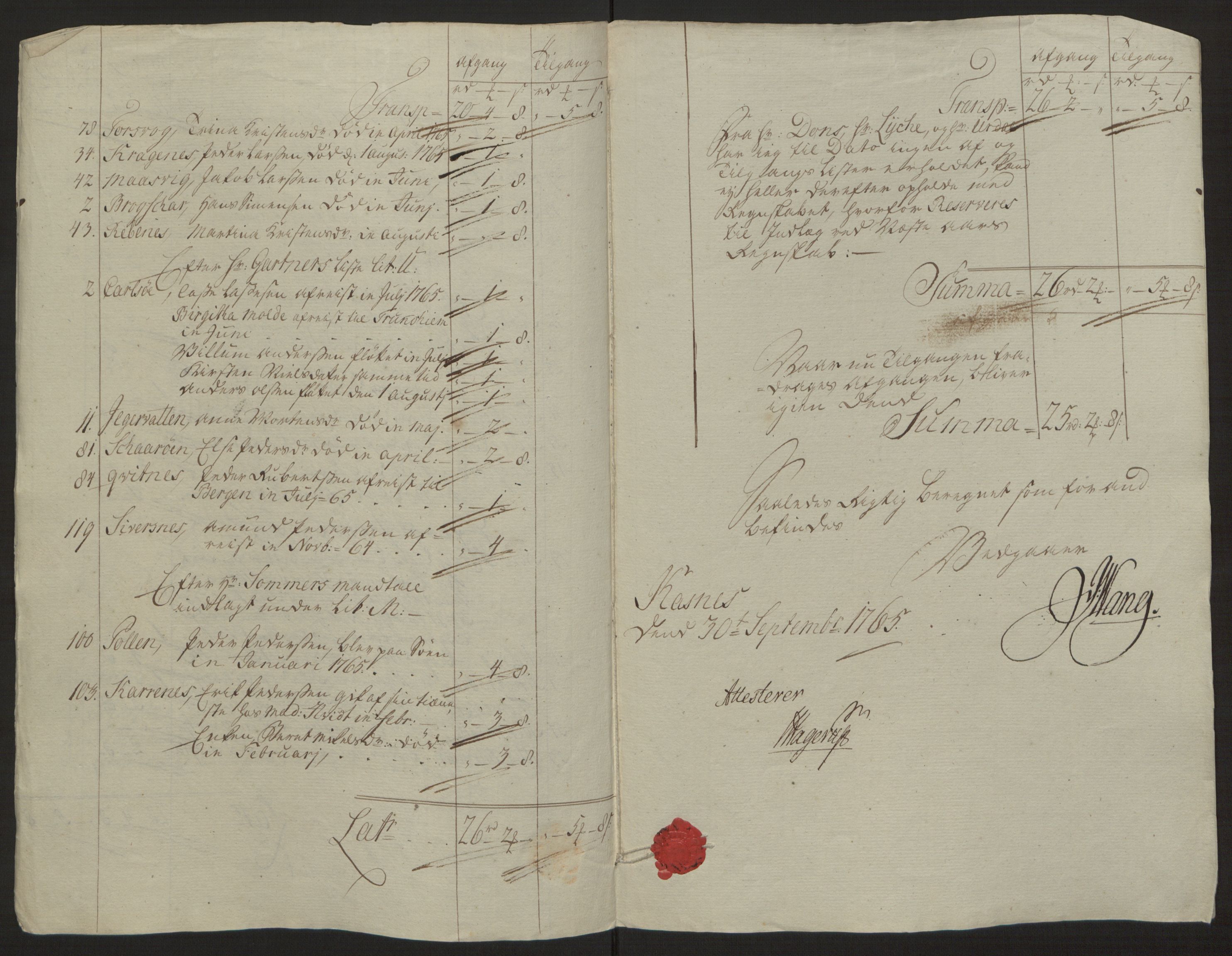 Rentekammeret inntil 1814, Reviderte regnskaper, Fogderegnskap, RA/EA-4092/R68/L4845: Ekstraskatten Senja og Troms, 1762-1765, s. 553