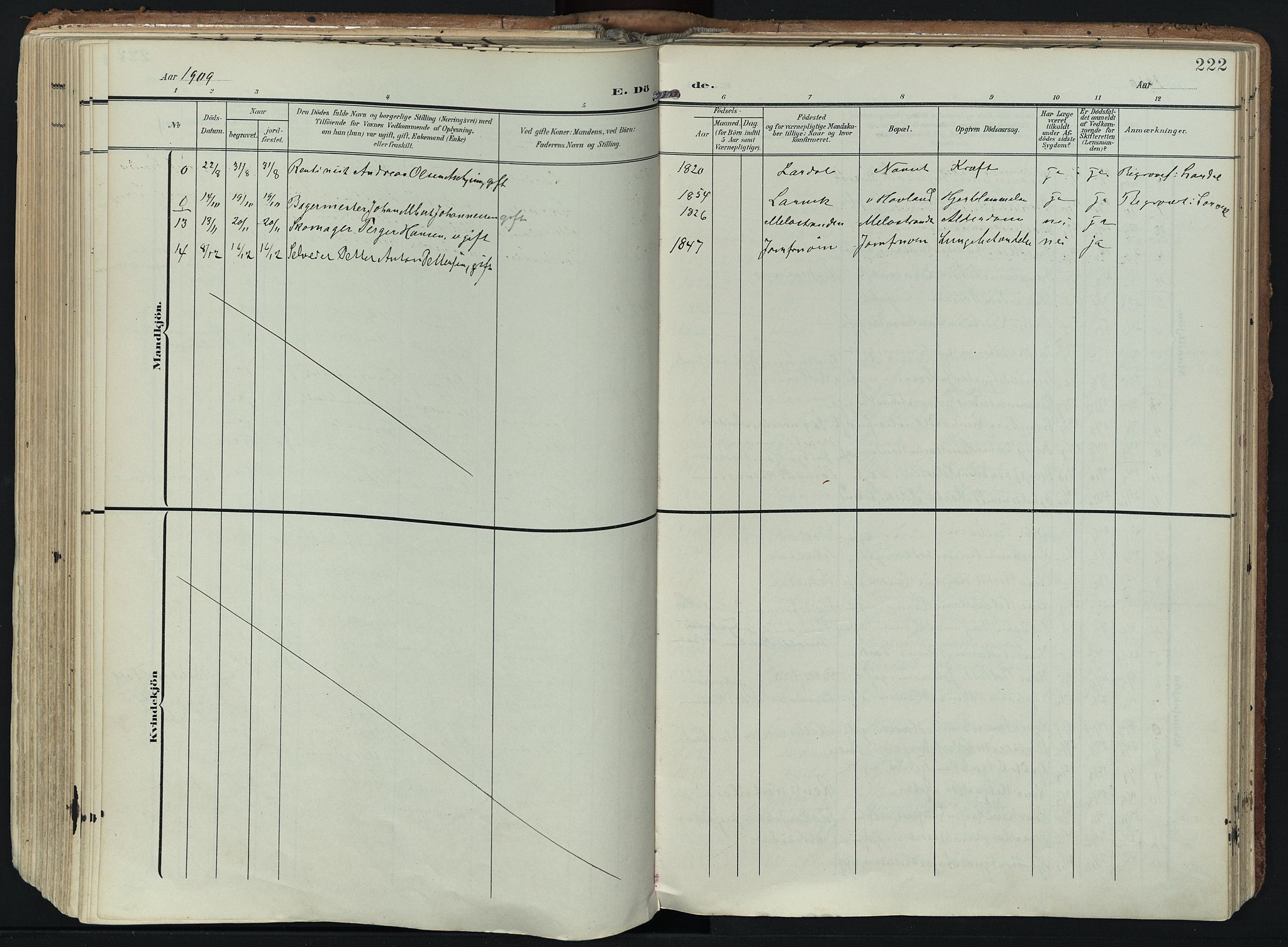 Hedrum kirkebøker, AV/SAKO-A-344/F/Fa/L0010: Ministerialbok nr. I 10, 1904-1918, s. 222