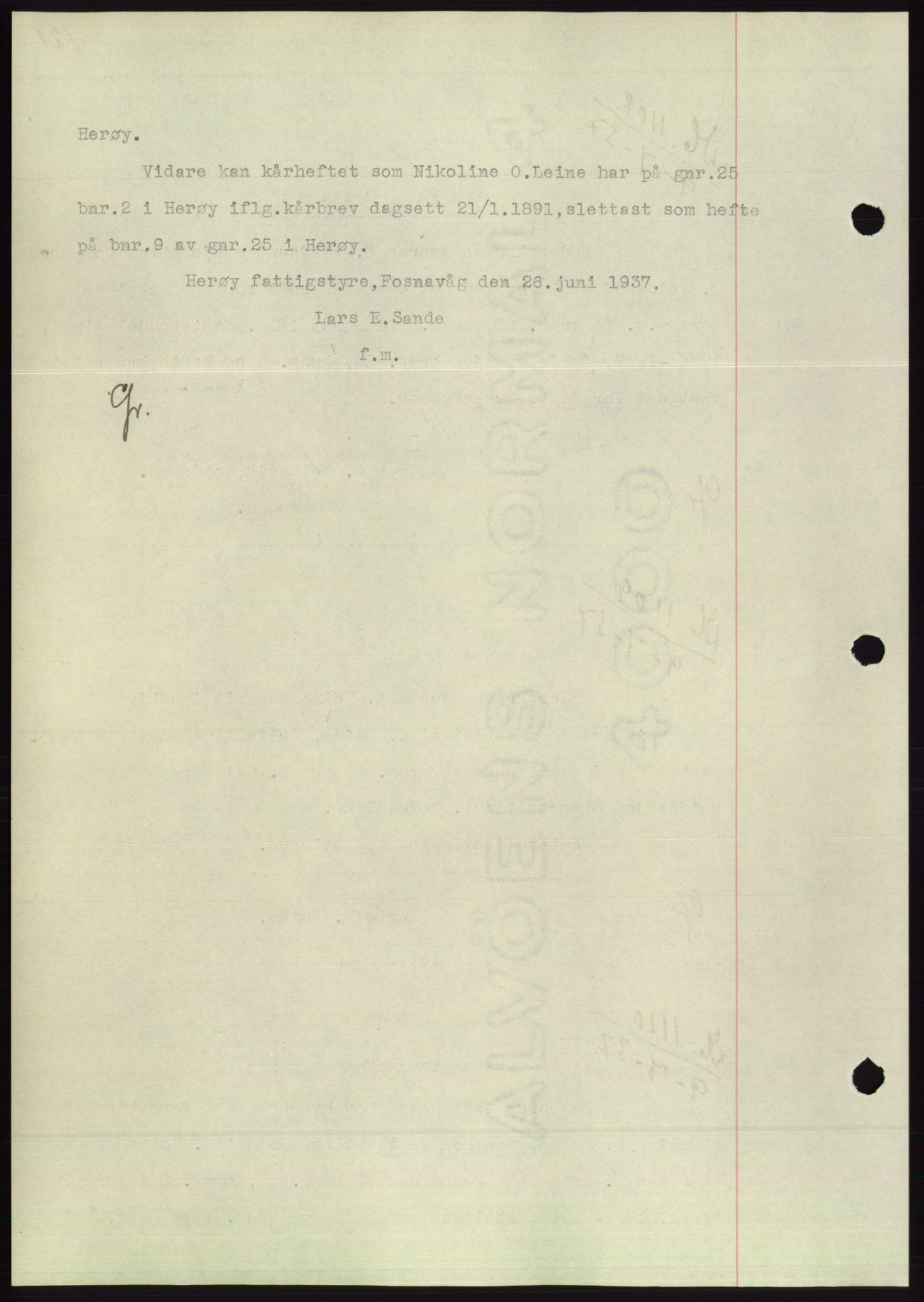 Søre Sunnmøre sorenskriveri, AV/SAT-A-4122/1/2/2C/L0063: Pantebok nr. 57, 1937-1937, Dagboknr: 1108/1937