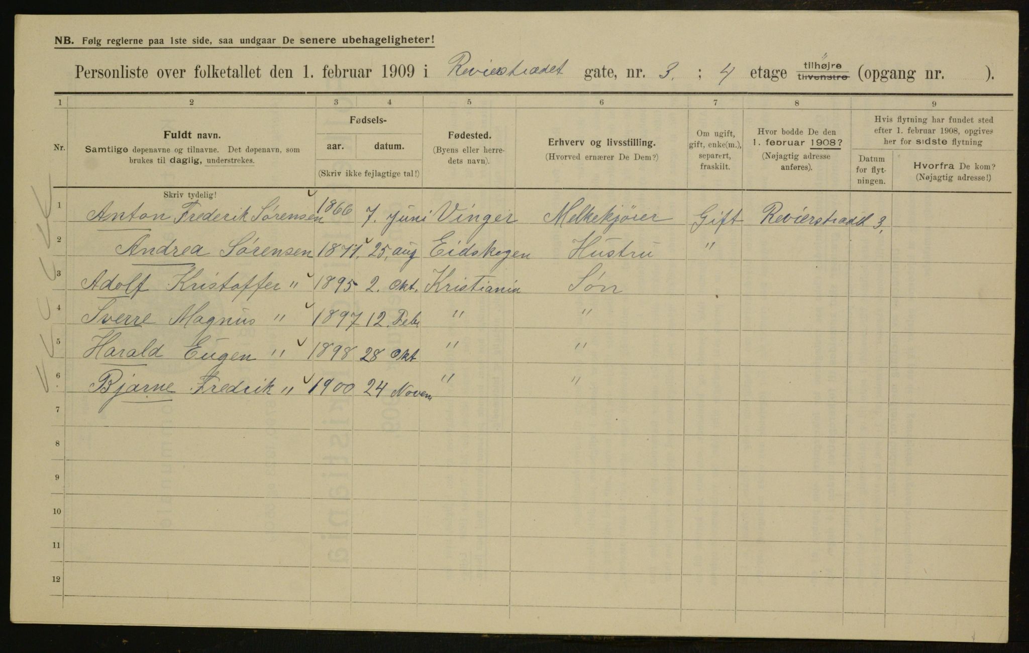 OBA, Kommunal folketelling 1.2.1909 for Kristiania kjøpstad, 1909, s. 75145