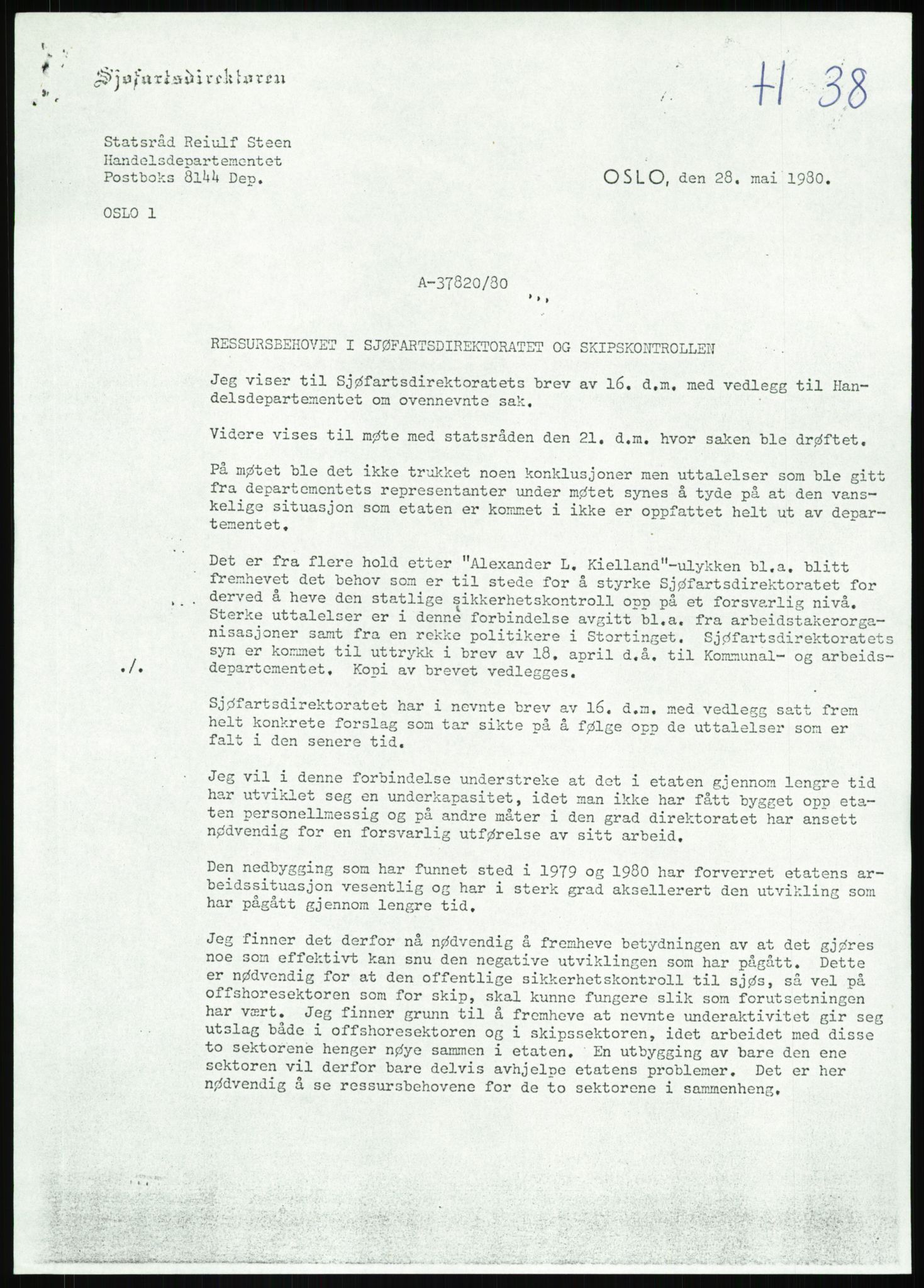 Justisdepartementet, Granskningskommisjonen ved Alexander Kielland-ulykken 27.3.1980, RA/S-1165/D/L0013: H Sjøfartsdirektoratet og Skipskontrollen (H25-H43, H45, H47-H48, H50, H52)/I Det norske Veritas (I34, I41, I47), 1980-1981, s. 169