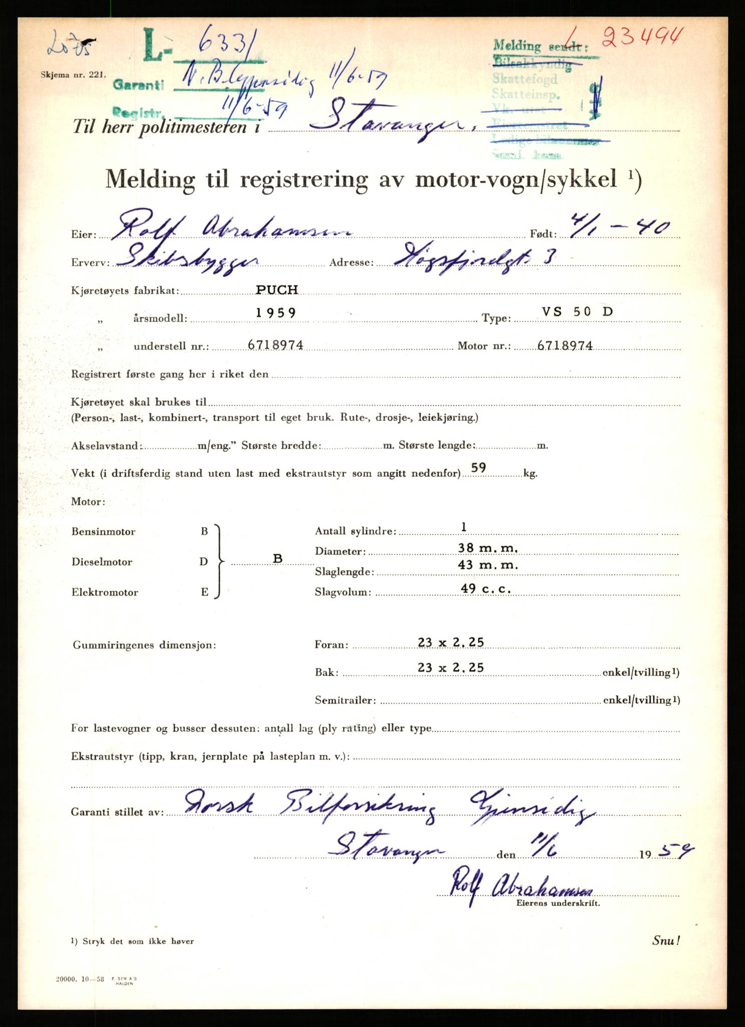 Stavanger trafikkstasjon, SAST/A-101942/0/F/L0016: L-5950 - L-6499, 1930-1971, s. 1411