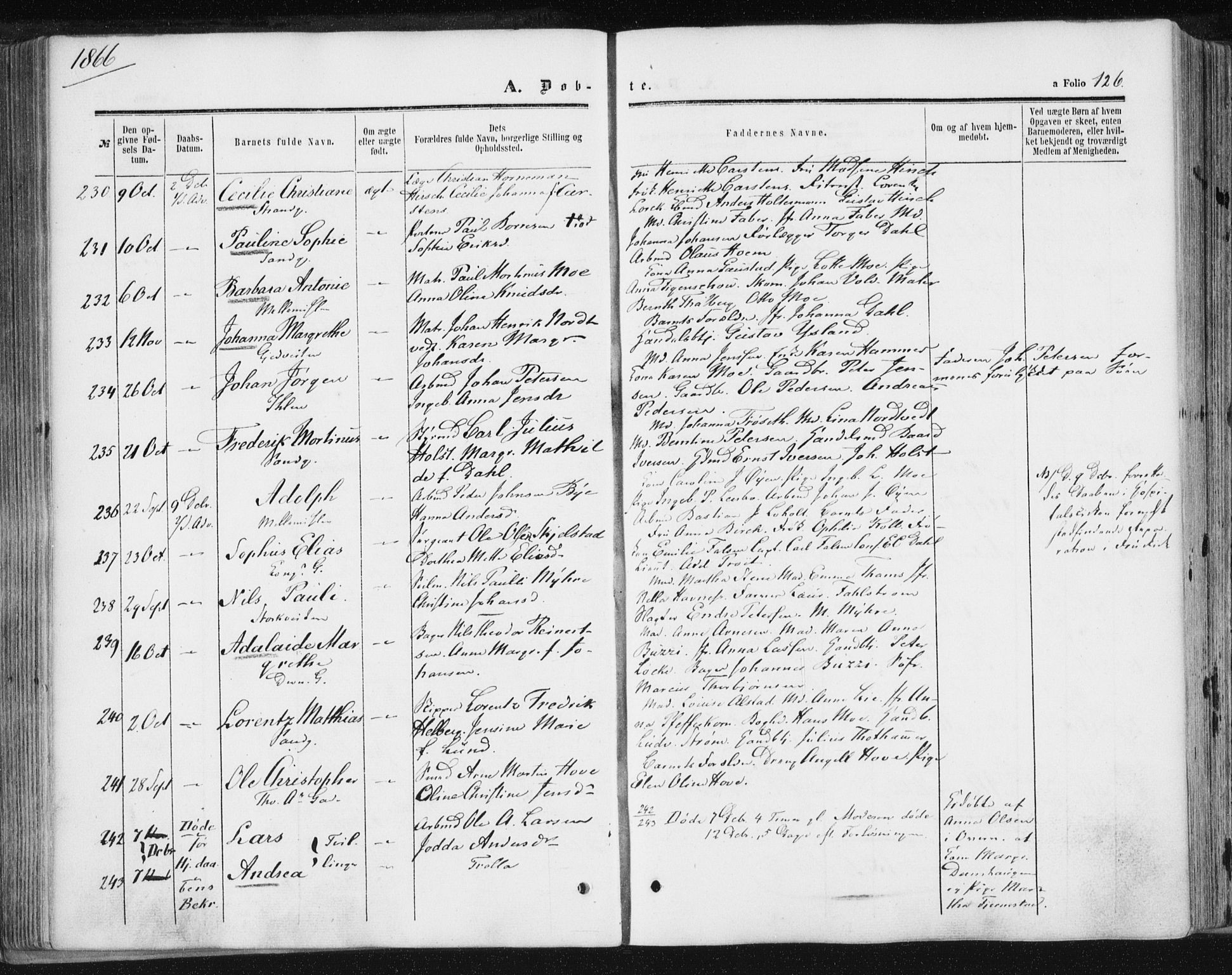 Ministerialprotokoller, klokkerbøker og fødselsregistre - Sør-Trøndelag, SAT/A-1456/602/L0115: Ministerialbok nr. 602A13, 1860-1872, s. 126