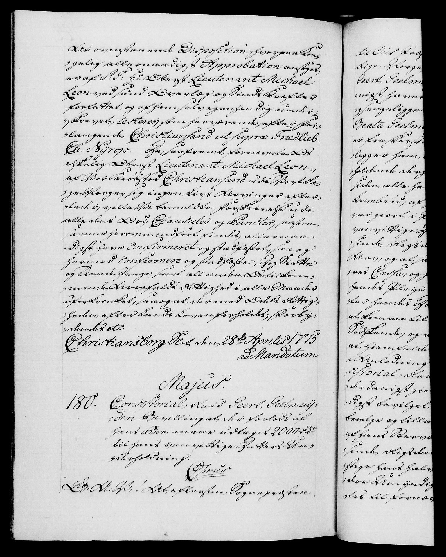 Danske Kanselli 1572-1799, AV/RA-EA-3023/F/Fc/Fca/Fcaa/L0046: Norske registre, 1773-1775, s. 744b