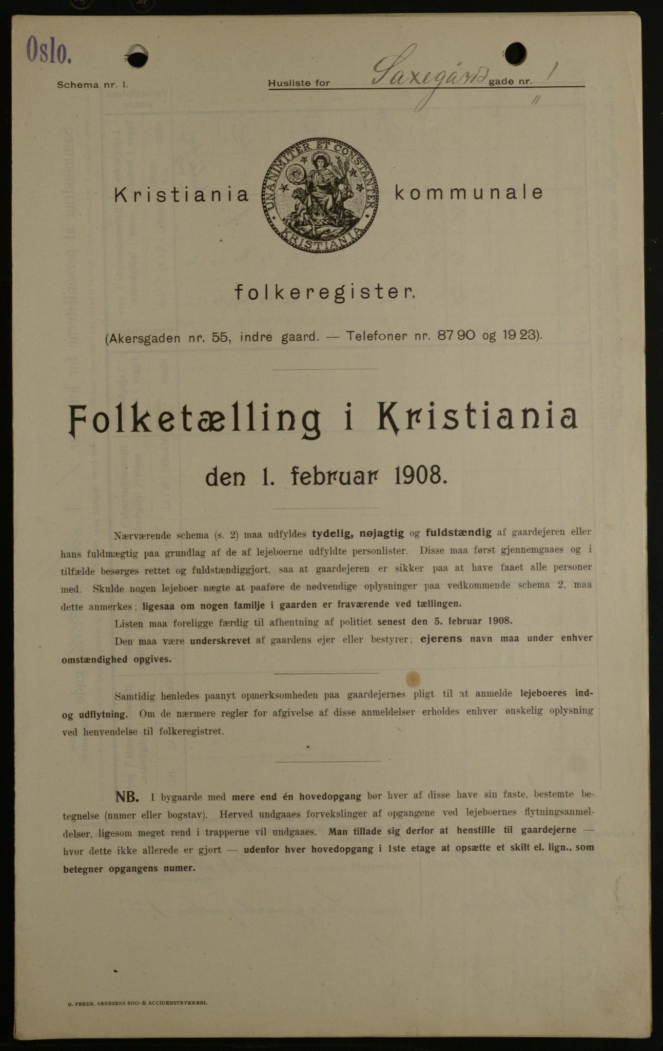 OBA, Kommunal folketelling 1.2.1908 for Kristiania kjøpstad, 1908, s. 80459