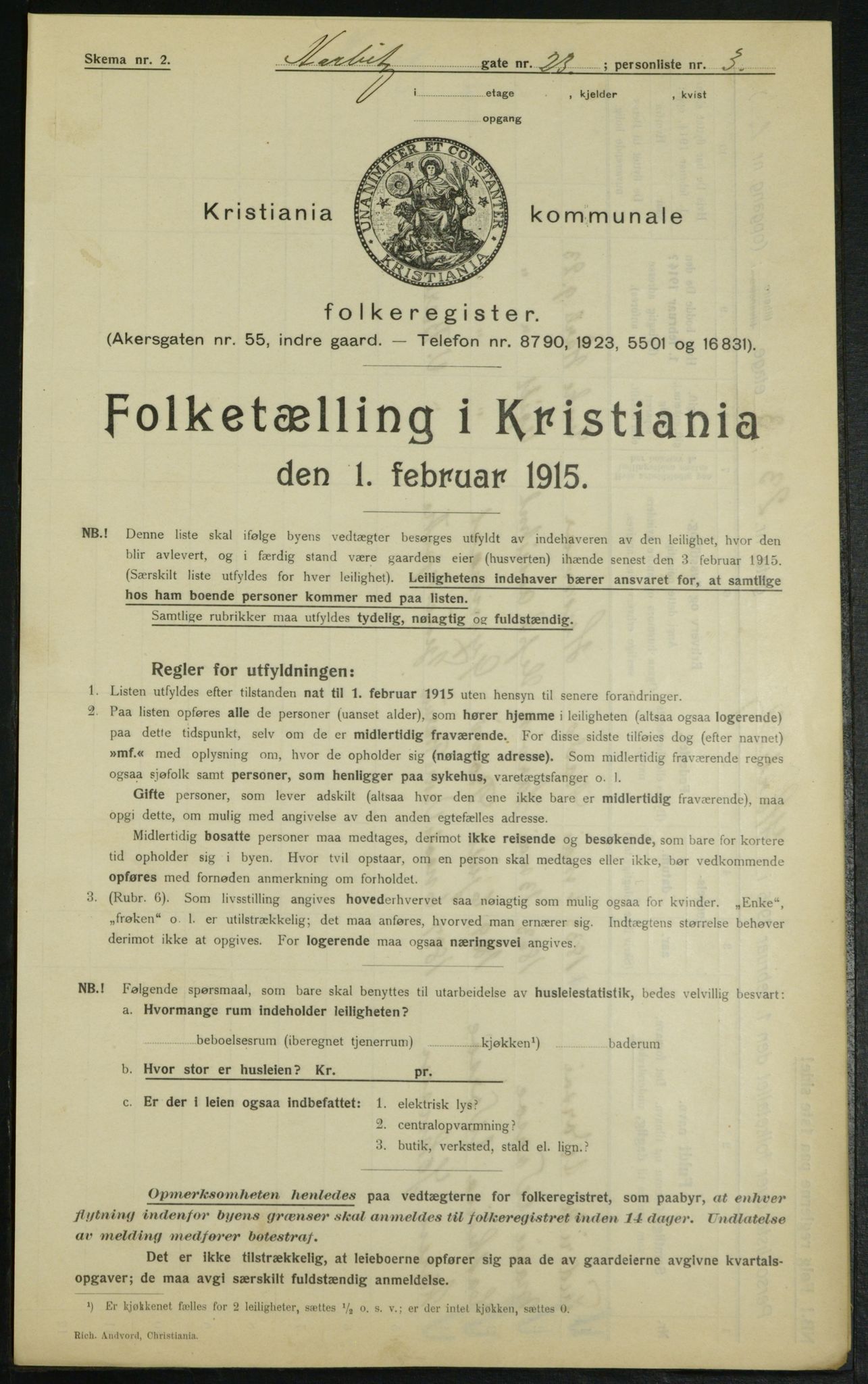 OBA, Kommunal folketelling 1.2.1915 for Kristiania, 1915, s. 80923