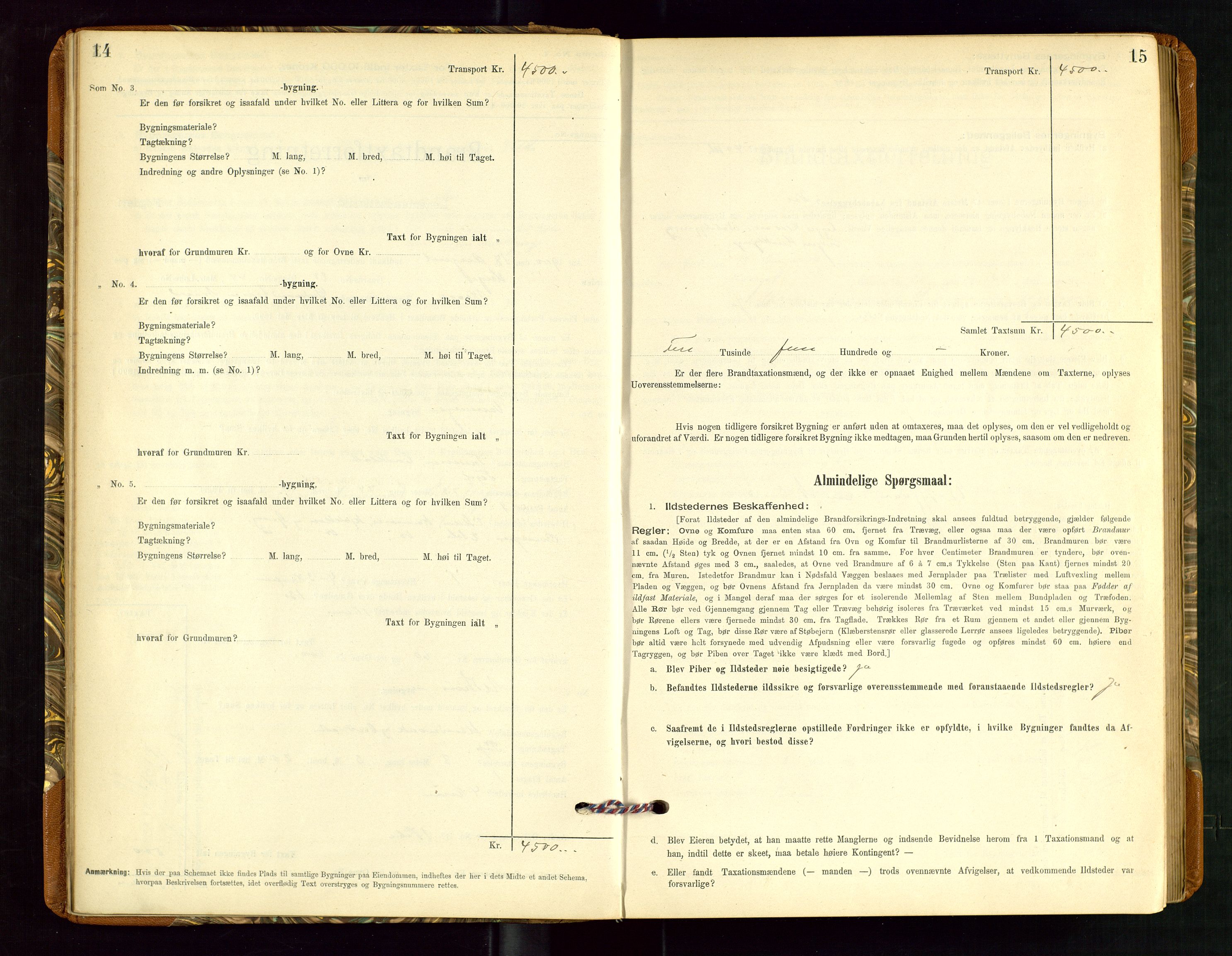 Torvestad lensmannskontor, AV/SAST-A-100307/1/Gob/L0002: "Brandtakstprotokol for Lensmanden i Torvestad", 1900-1905, s. 14-15