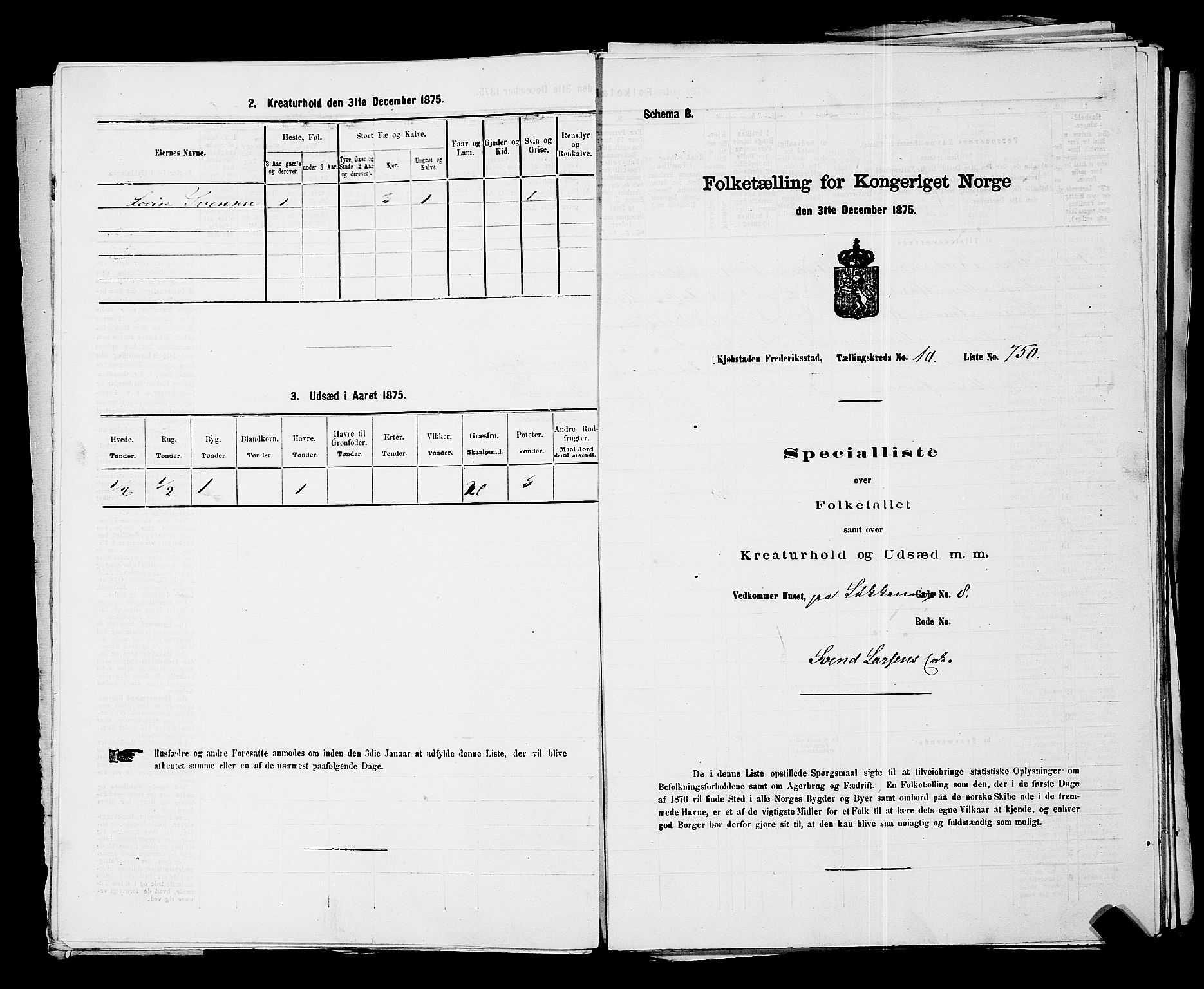 RA, Folketelling 1875 for 0103B Fredrikstad prestegjeld, Fredrikstad kjøpstad, 1875, s. 1716