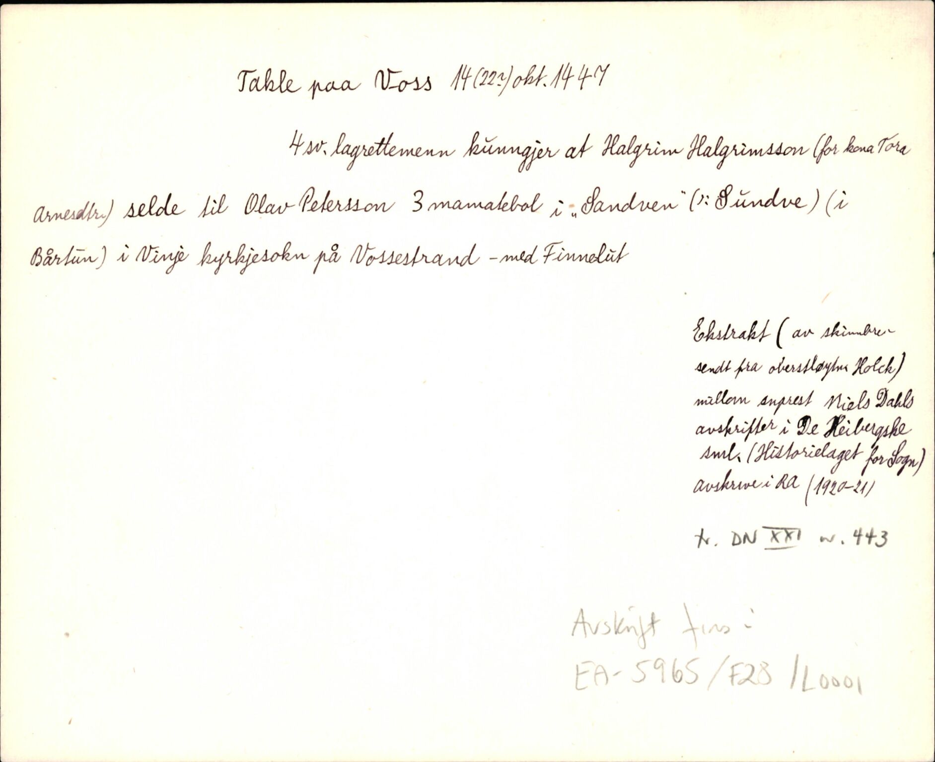 Riksarkivets diplomsamling, AV/RA-EA-5965/F35/F35d/L0001: Innlånte diplomer, seddelregister, 1316-1591, s. 137