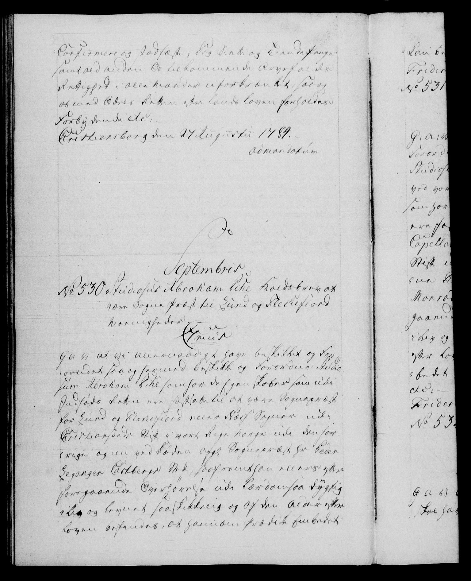Danske Kanselli 1572-1799, RA/EA-3023/F/Fc/Fca/Fcaa/L0050: Norske registre, 1784-1785, s. 318b