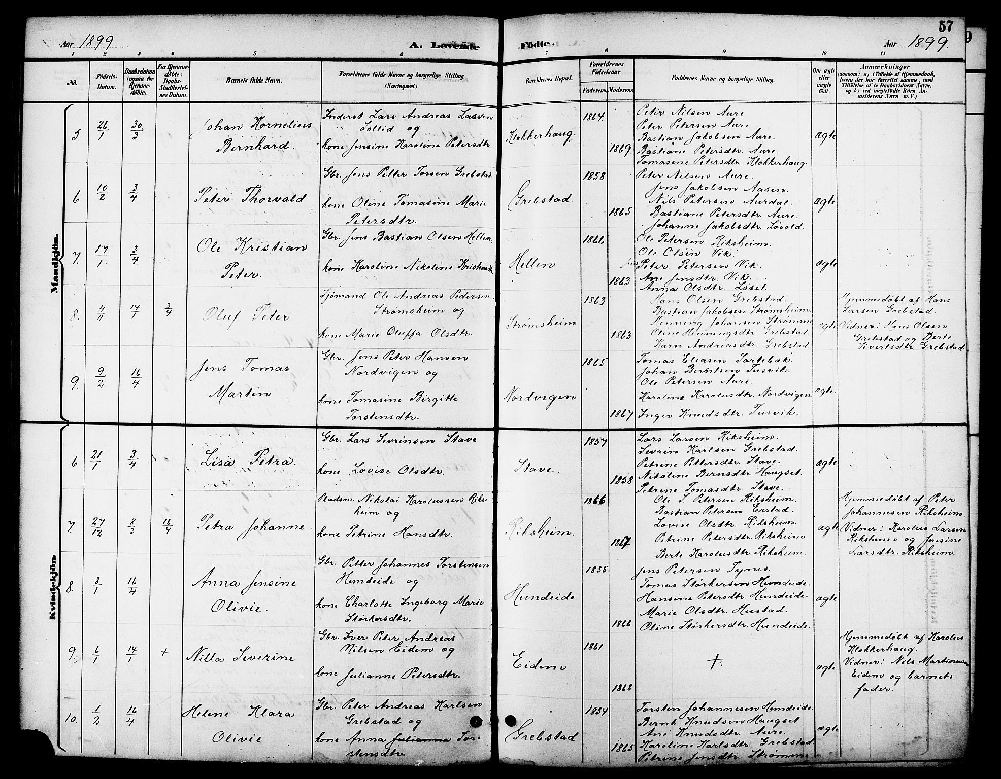 Ministerialprotokoller, klokkerbøker og fødselsregistre - Møre og Romsdal, AV/SAT-A-1454/523/L0340: Klokkerbok nr. 523C03, 1892-1902, s. 57