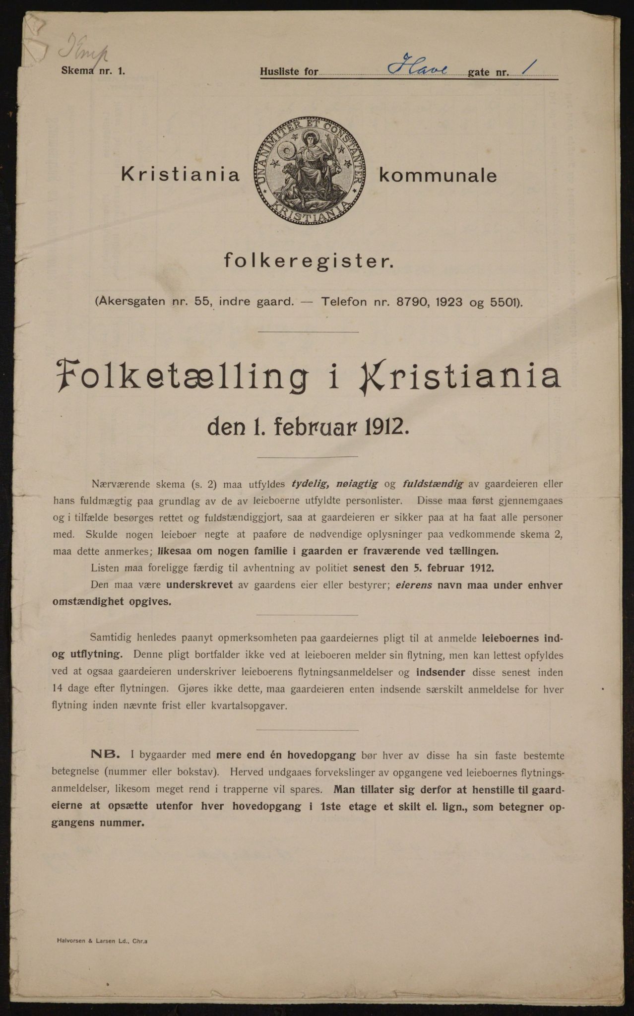 OBA, Kommunal folketelling 1.2.1912 for Kristiania, 1912, s. 33324