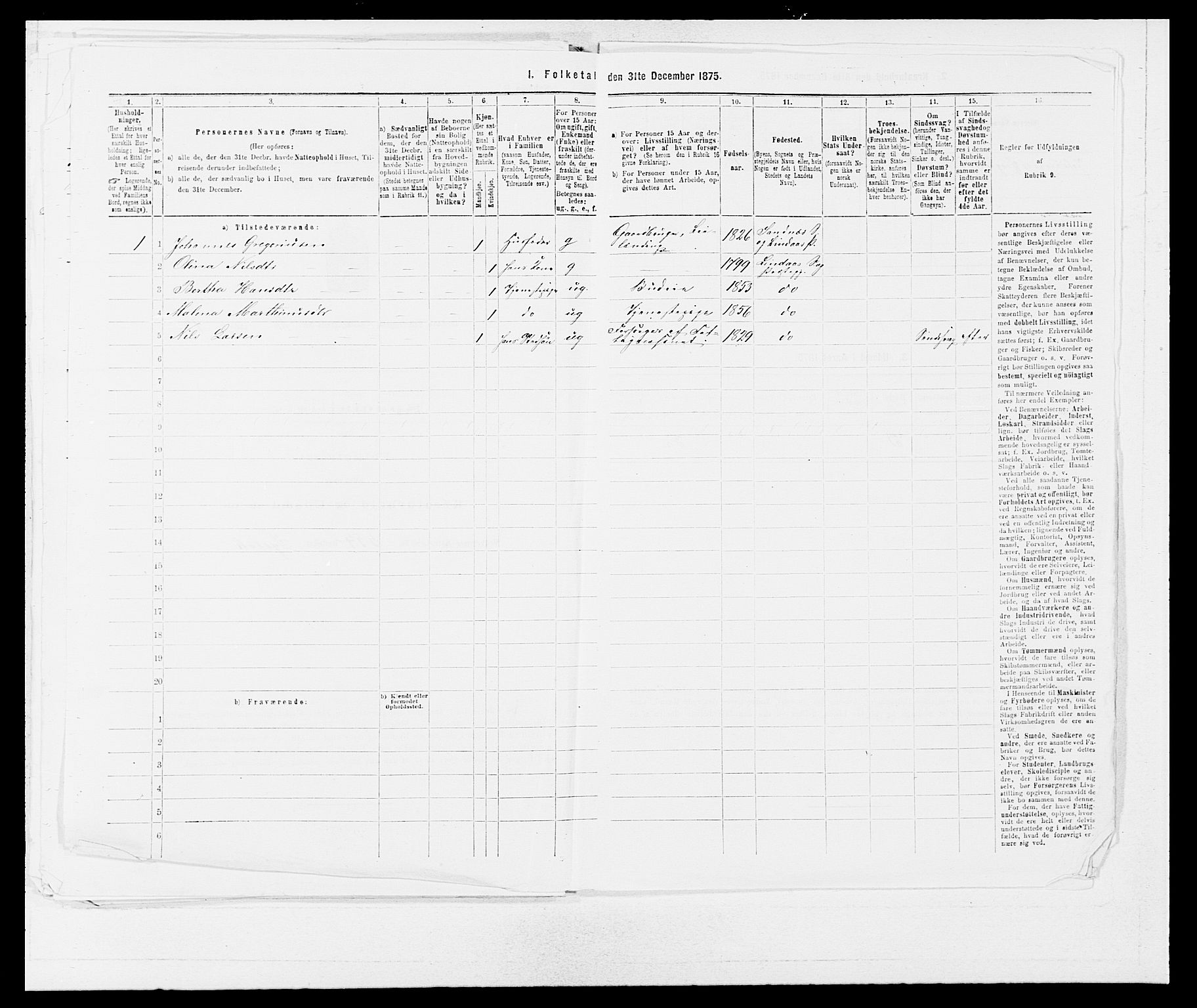 SAB, Folketelling 1875 for 1263P Lindås prestegjeld, 1875, s. 1685