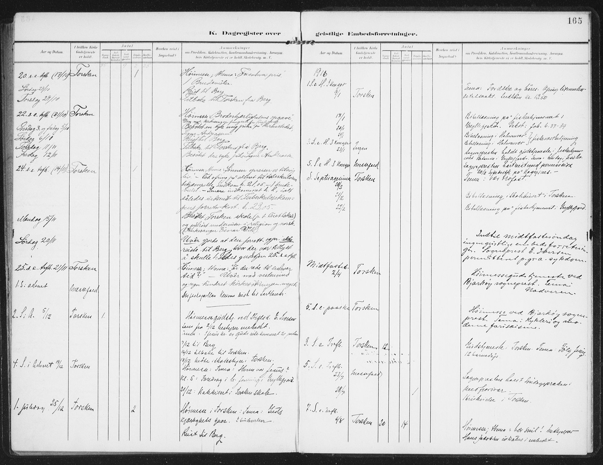 Berg sokneprestkontor, AV/SATØ-S-1318/G/Ga/Gaa/L0008kirke: Ministerialbok nr. 8, 1904-1916, s. 165