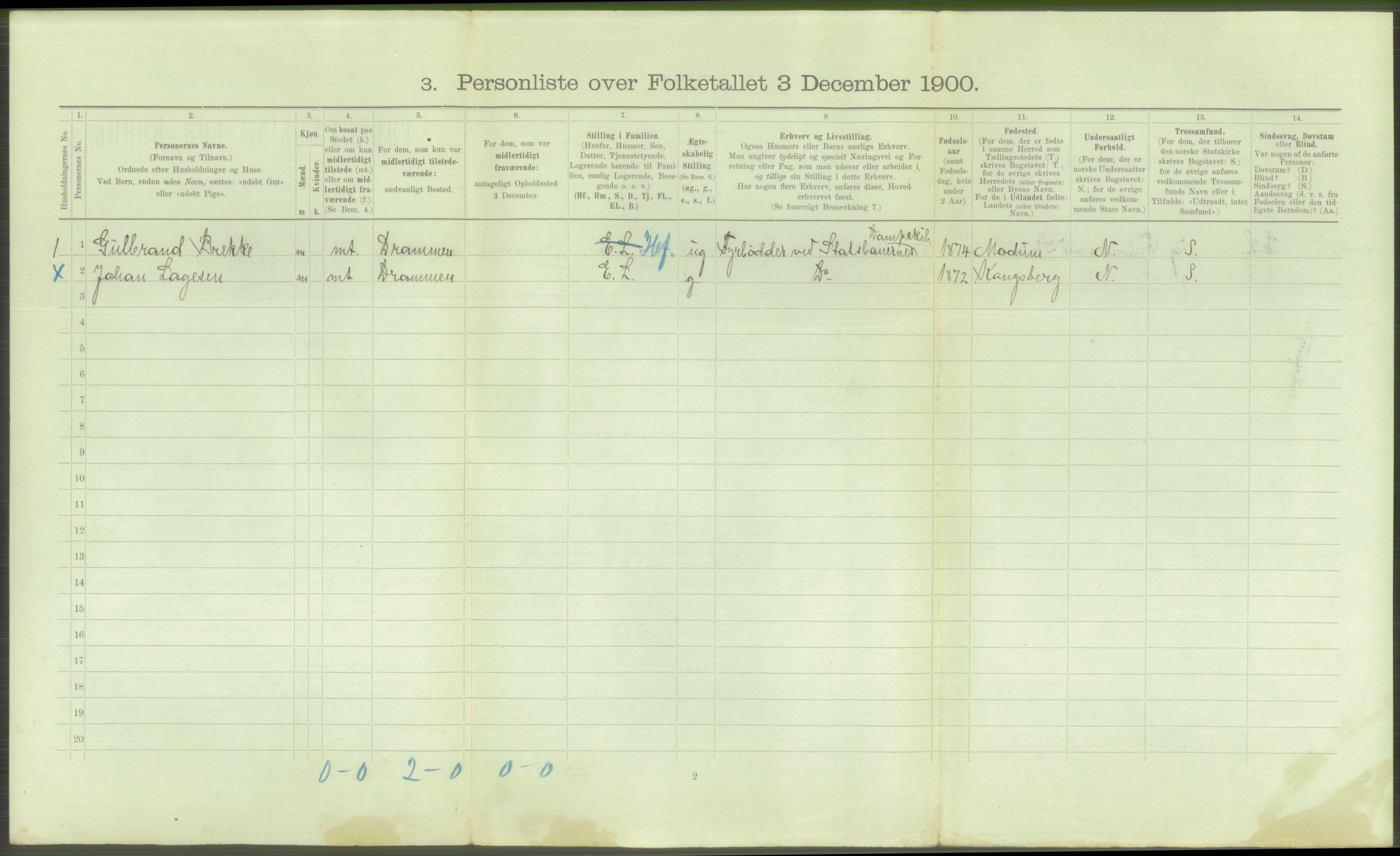 RA, Folketelling 1900 - skipslister med personlister for skip i norske havner, utenlandske havner og til havs, 1900, s. 3546