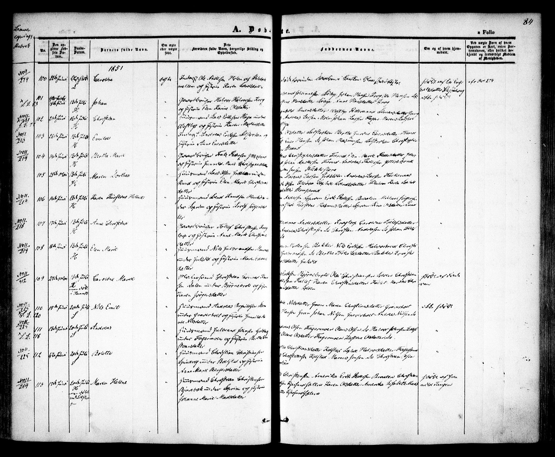 Høland prestekontor Kirkebøker, AV/SAO-A-10346a/F/Fa/L0009: Ministerialbok nr. I 9, 1846-1853, s. 84