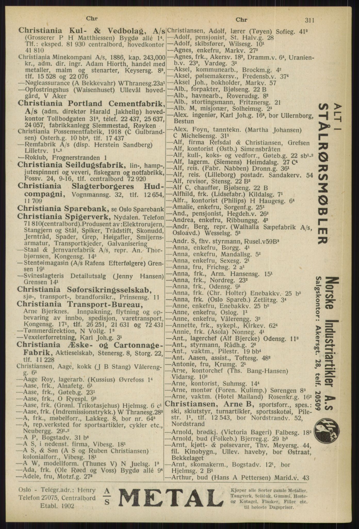Kristiania/Oslo adressebok, PUBL/-, 1936, s. 311