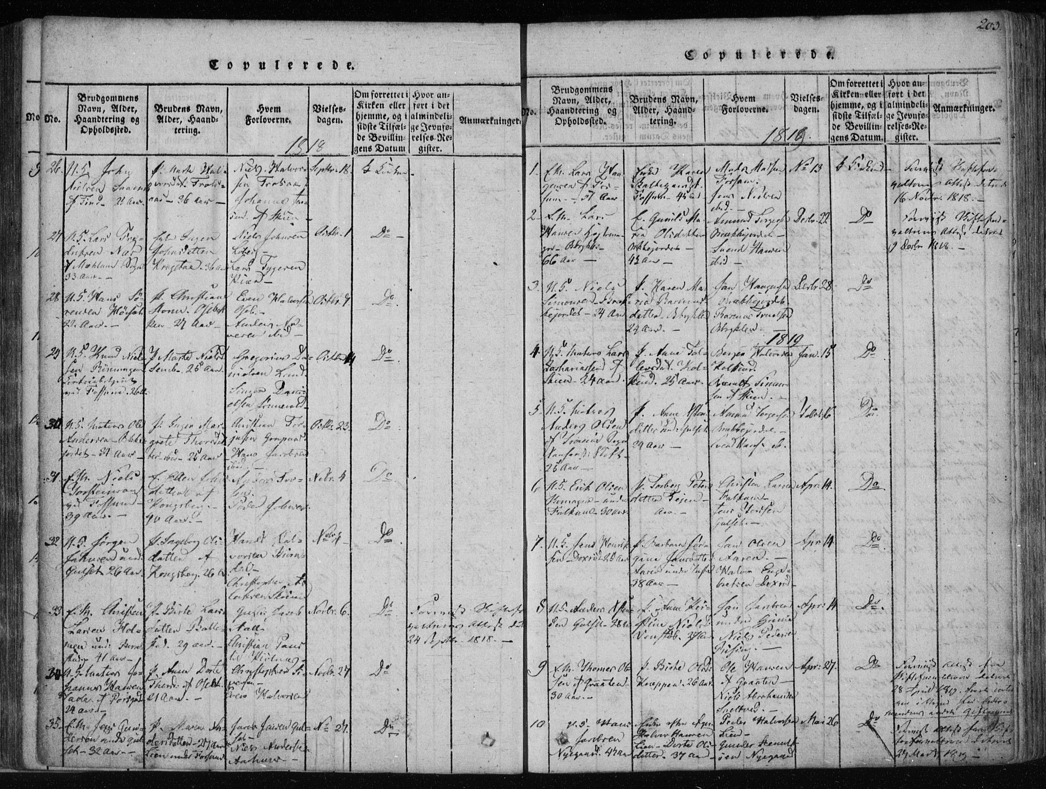 Gjerpen kirkebøker, AV/SAKO-A-265/F/Fa/L0004: Ministerialbok nr. I 4, 1814-1823, s. 203