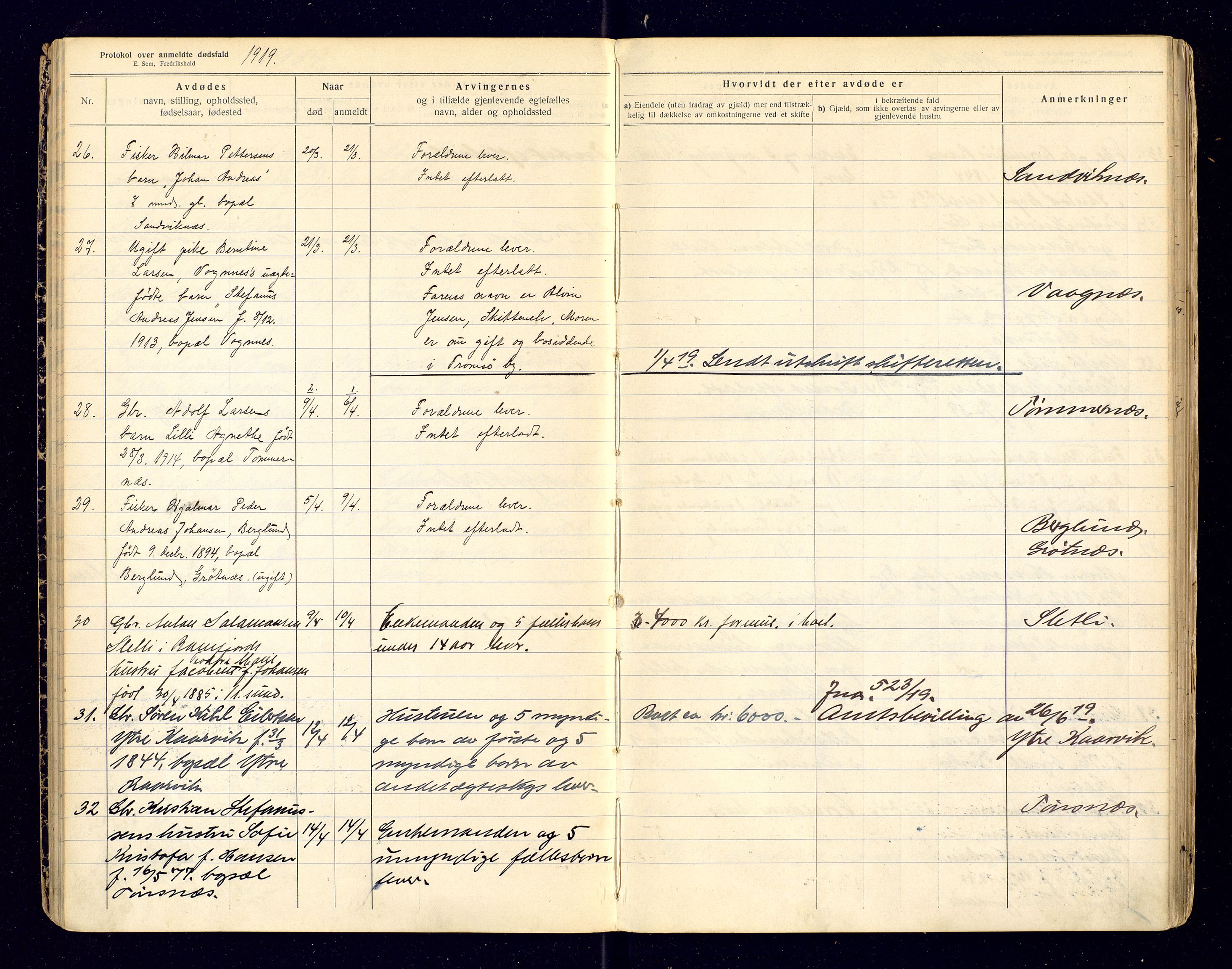 Tromsøysund lensmannskontor, AV/SATØ-SATØ-12/F/Fh/Fha/L0573: Dødsfallsprotokoller, 1918-1927