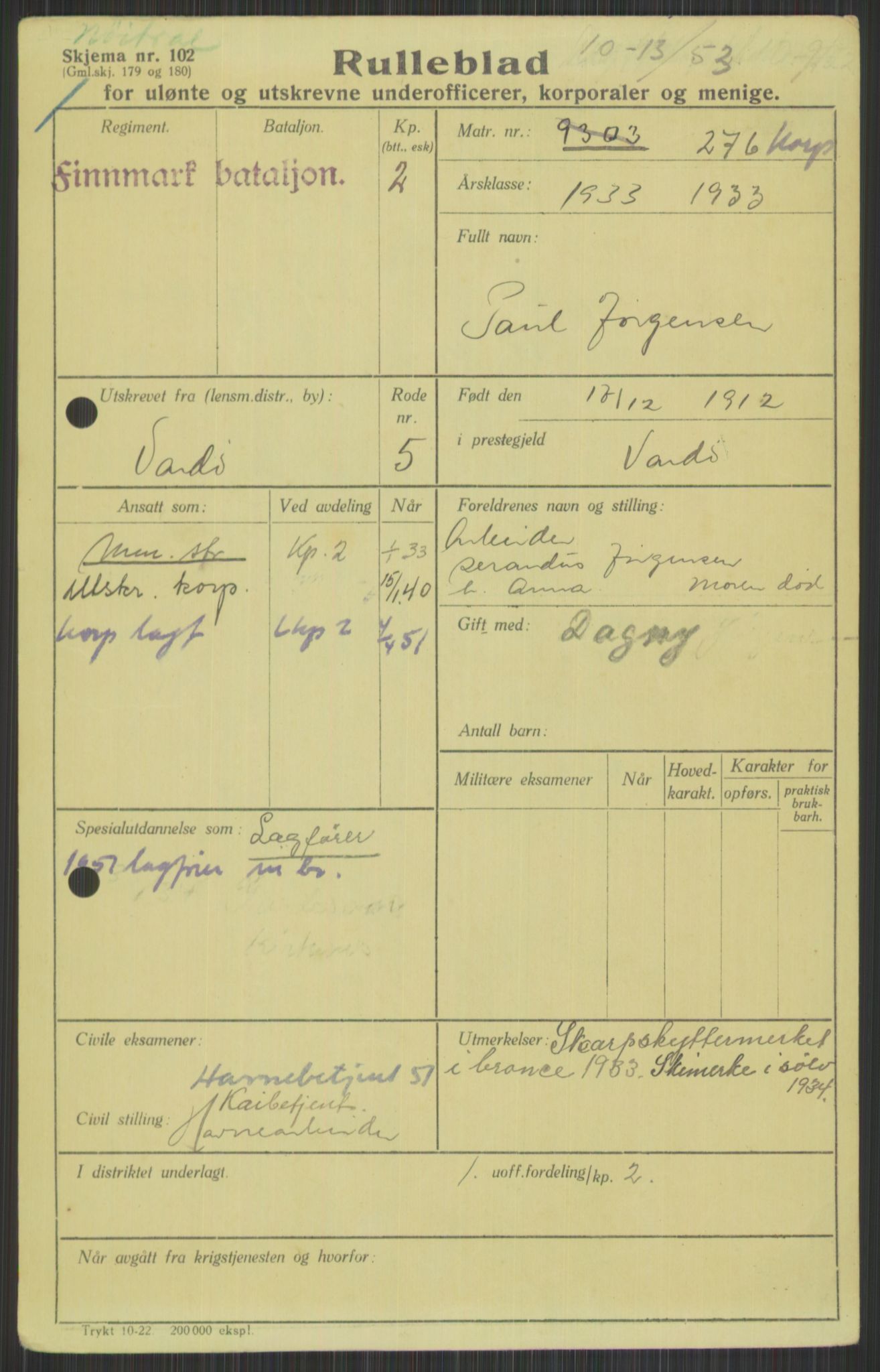 Forsvaret, Varanger bataljon, AV/RA-RAFA-2258/1/D/L0440: Rulleblad for fødte 1892-1912, 1892-1912, s. 1643