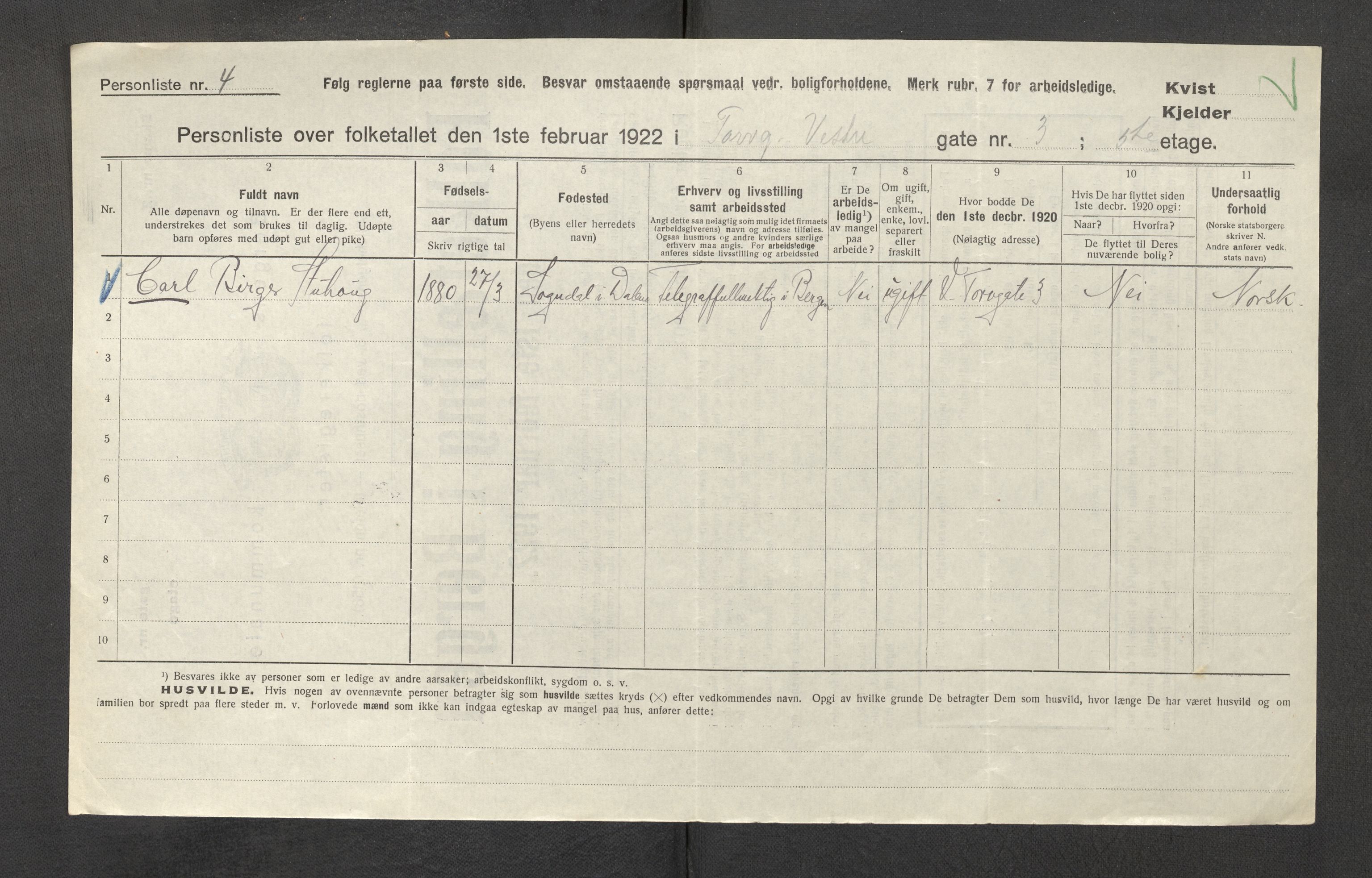 SAB, Kommunal folketelling 1922 for Bergen kjøpstad, 1922, s. 44588