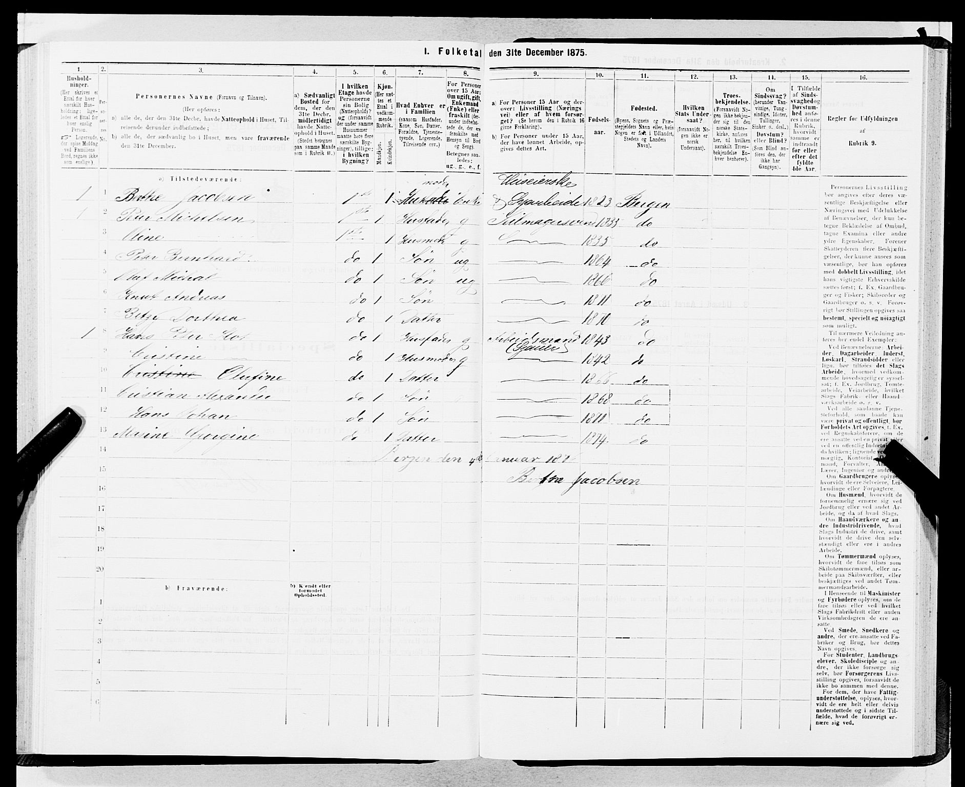 SAB, Folketelling 1875 for 1301 Bergen kjøpstad, 1875, s. 2125