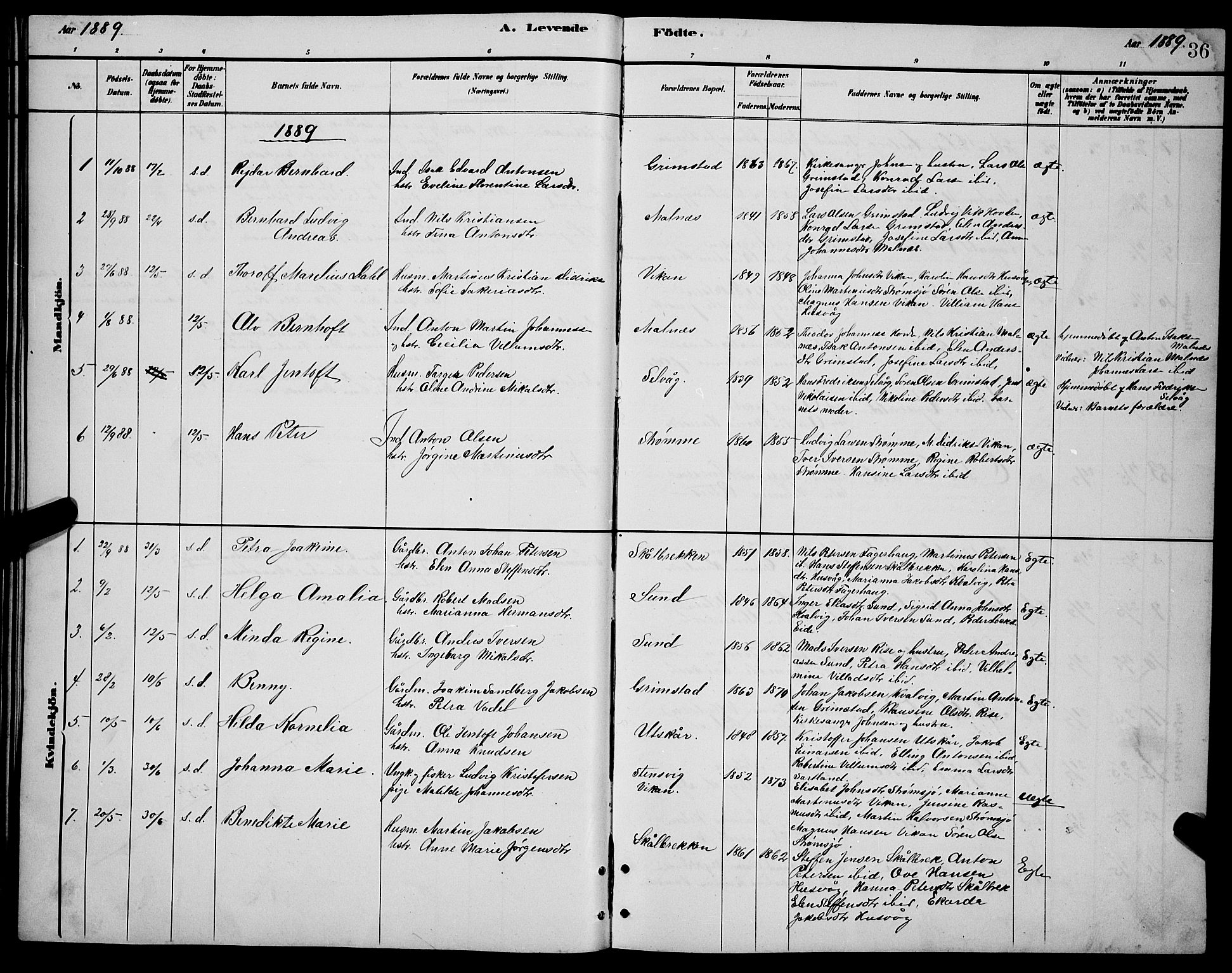 Ministerialprotokoller, klokkerbøker og fødselsregistre - Nordland, SAT/A-1459/892/L1325: Klokkerbok nr. 892C02, 1878-1896, s. 36