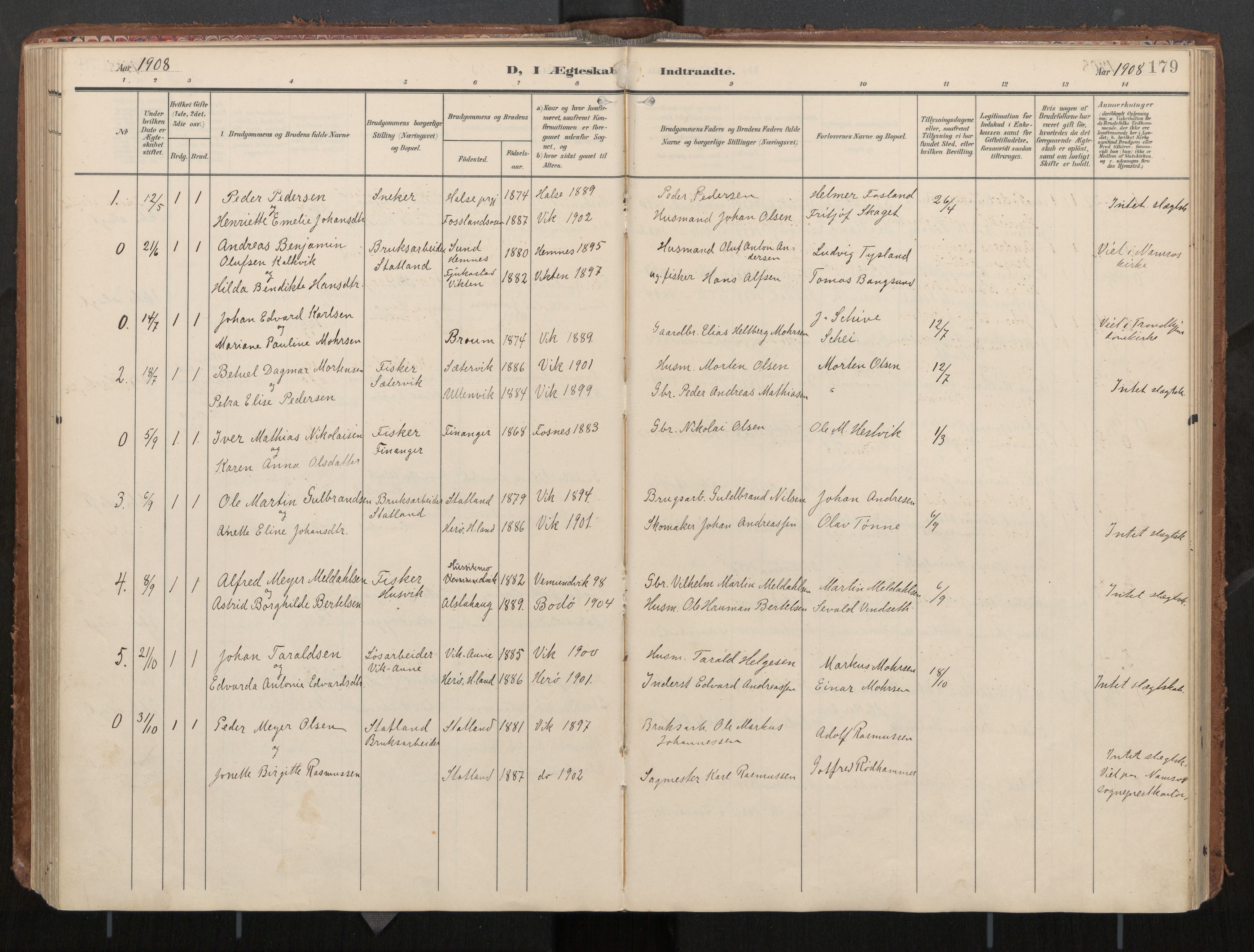 Ministerialprotokoller, klokkerbøker og fødselsregistre - Nord-Trøndelag, AV/SAT-A-1458/774/L0629: Ministerialbok, 1904-1926, s. 179