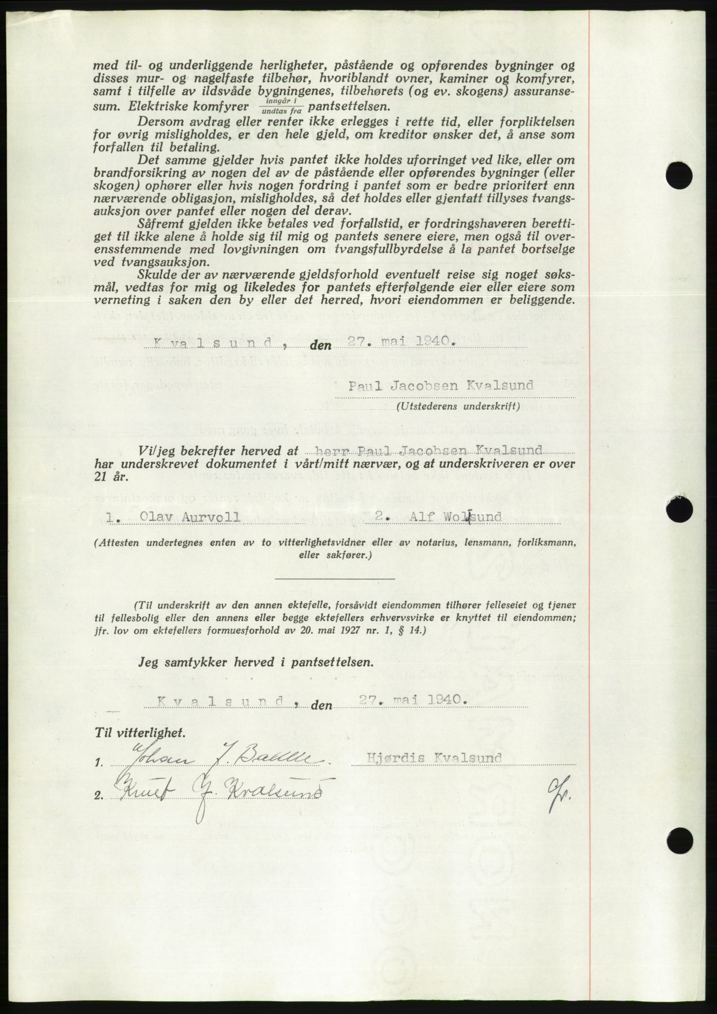 Søre Sunnmøre sorenskriveri, AV/SAT-A-4122/1/2/2C/L0070: Pantebok nr. 64, 1940-1941, Dagboknr: 375/1940