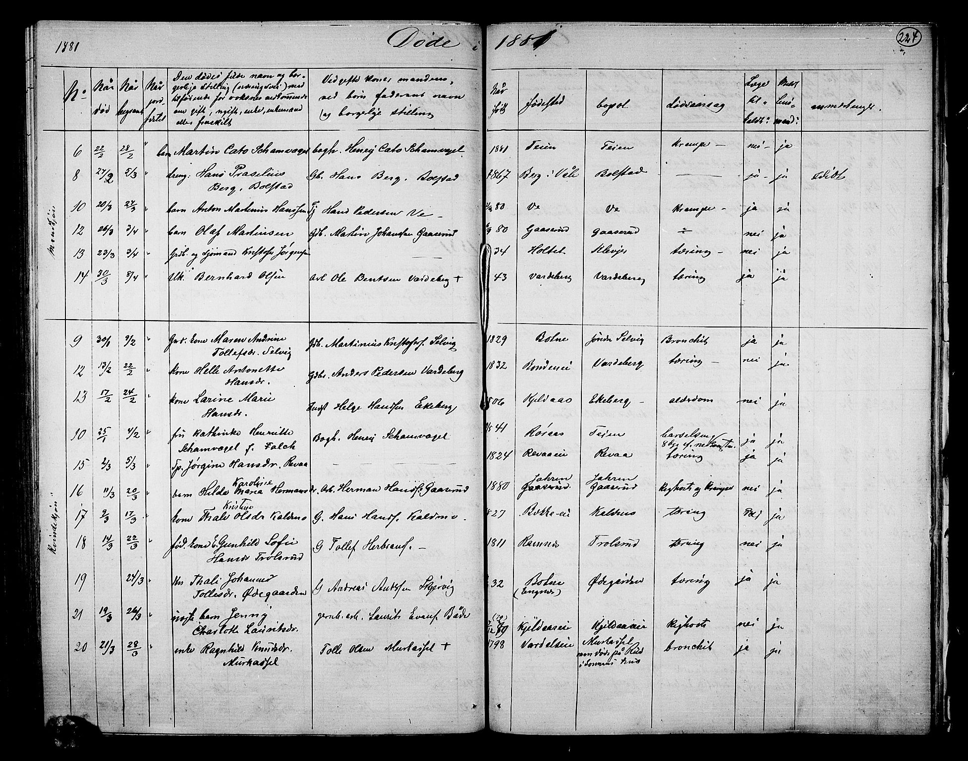 Sande Kirkebøker, AV/SAKO-A-53/G/Ga/L0003: Klokkerbok nr. 3, 1864-1882, s. 224