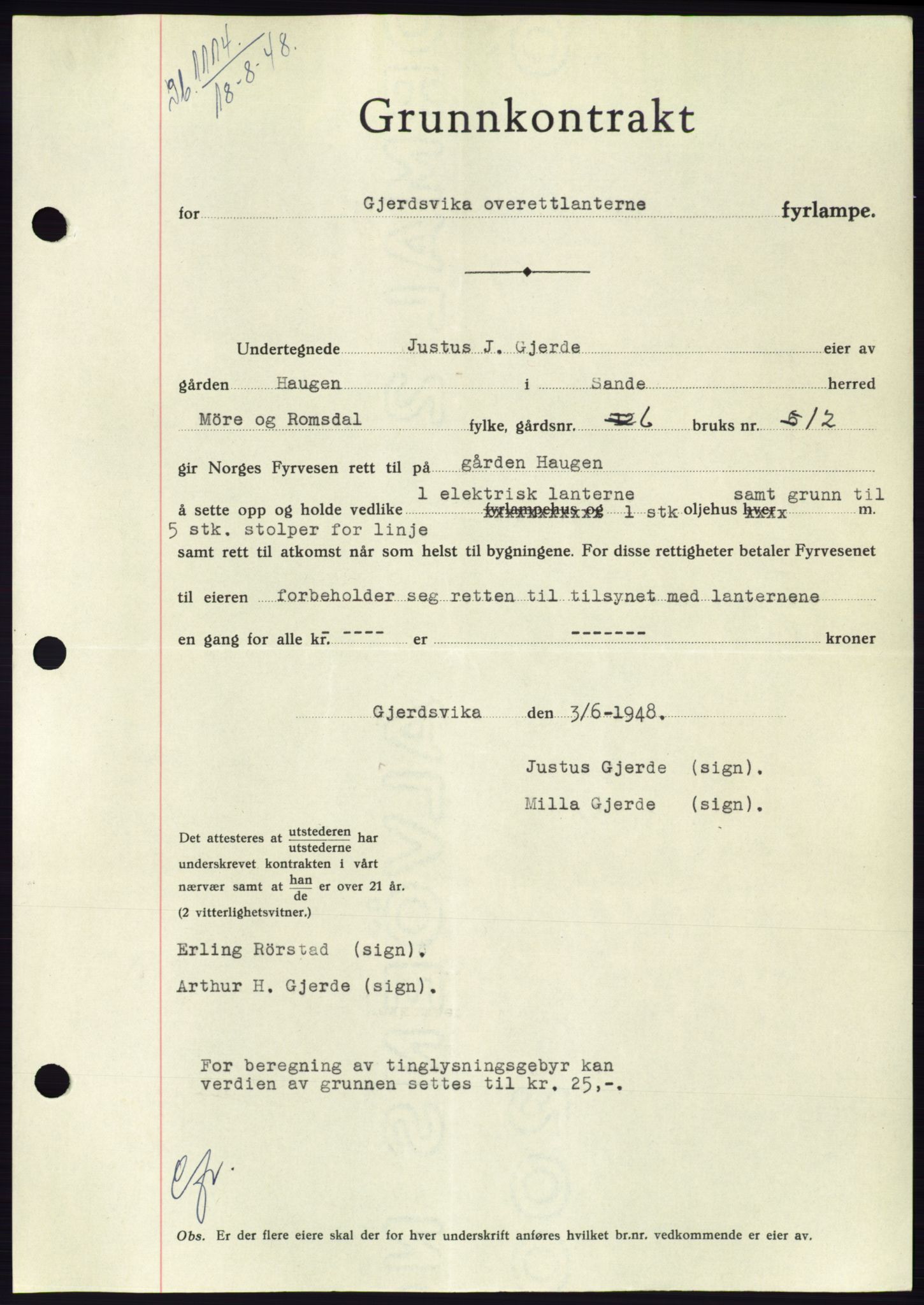 Søre Sunnmøre sorenskriveri, AV/SAT-A-4122/1/2/2C/L0082: Pantebok nr. 8A, 1948-1948, Dagboknr: 1114/1948