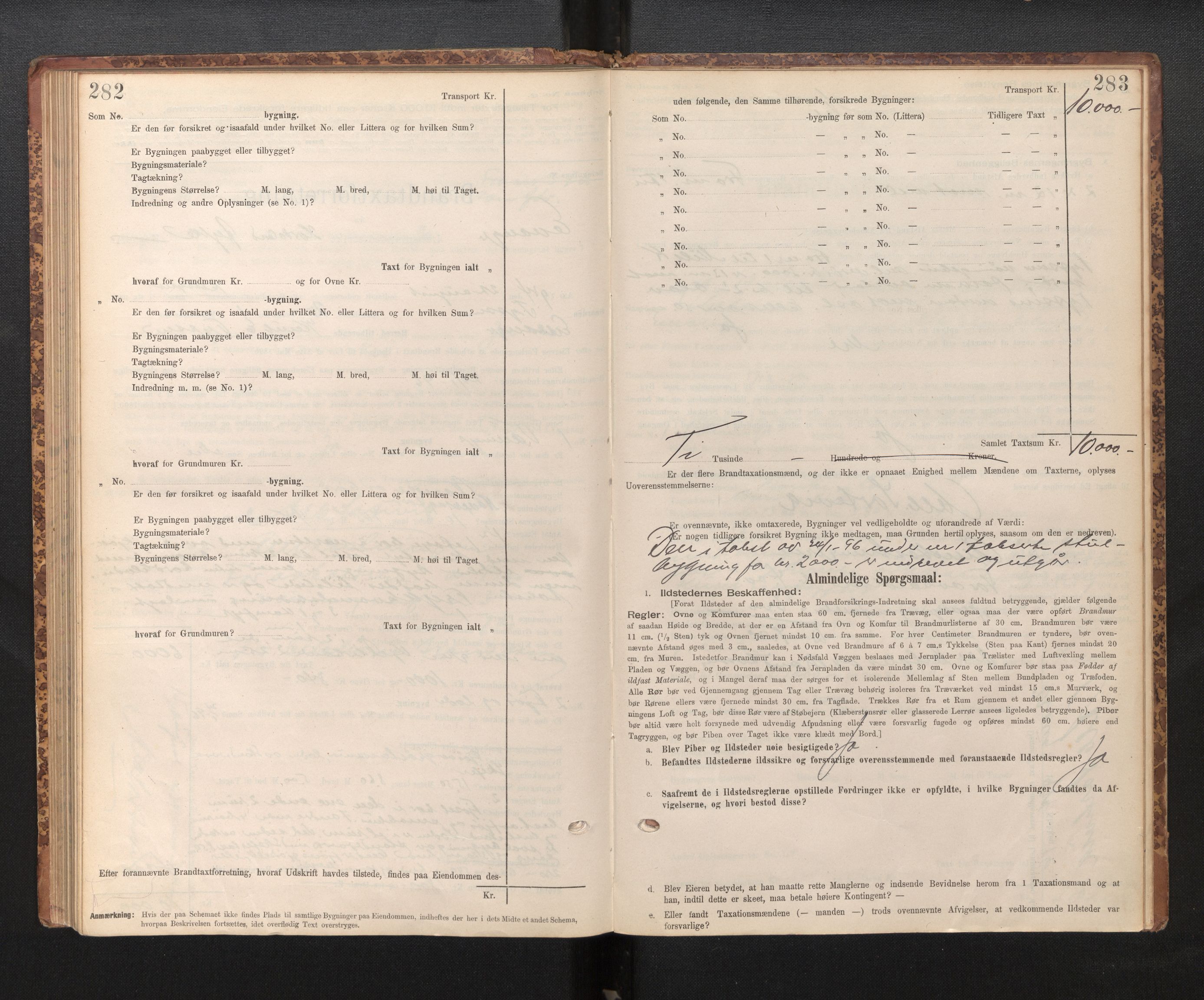 Lensmannen i Evanger, SAB/A-31701/0012/L0005: Branntakstprotokoll, skjematakst, 1895-1935, s. 282-283