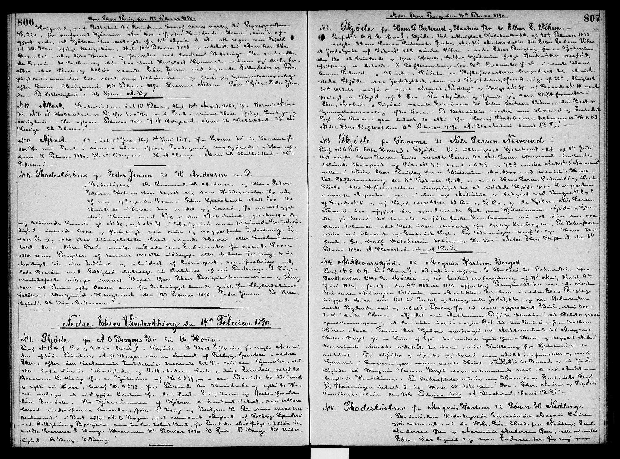 Eiker, Modum og Sigdal sorenskriveri, SAKO/A-123/G/Ga/Gaa/L0020: Pantebok nr. I 20, 1887-1891, s. 806-807
