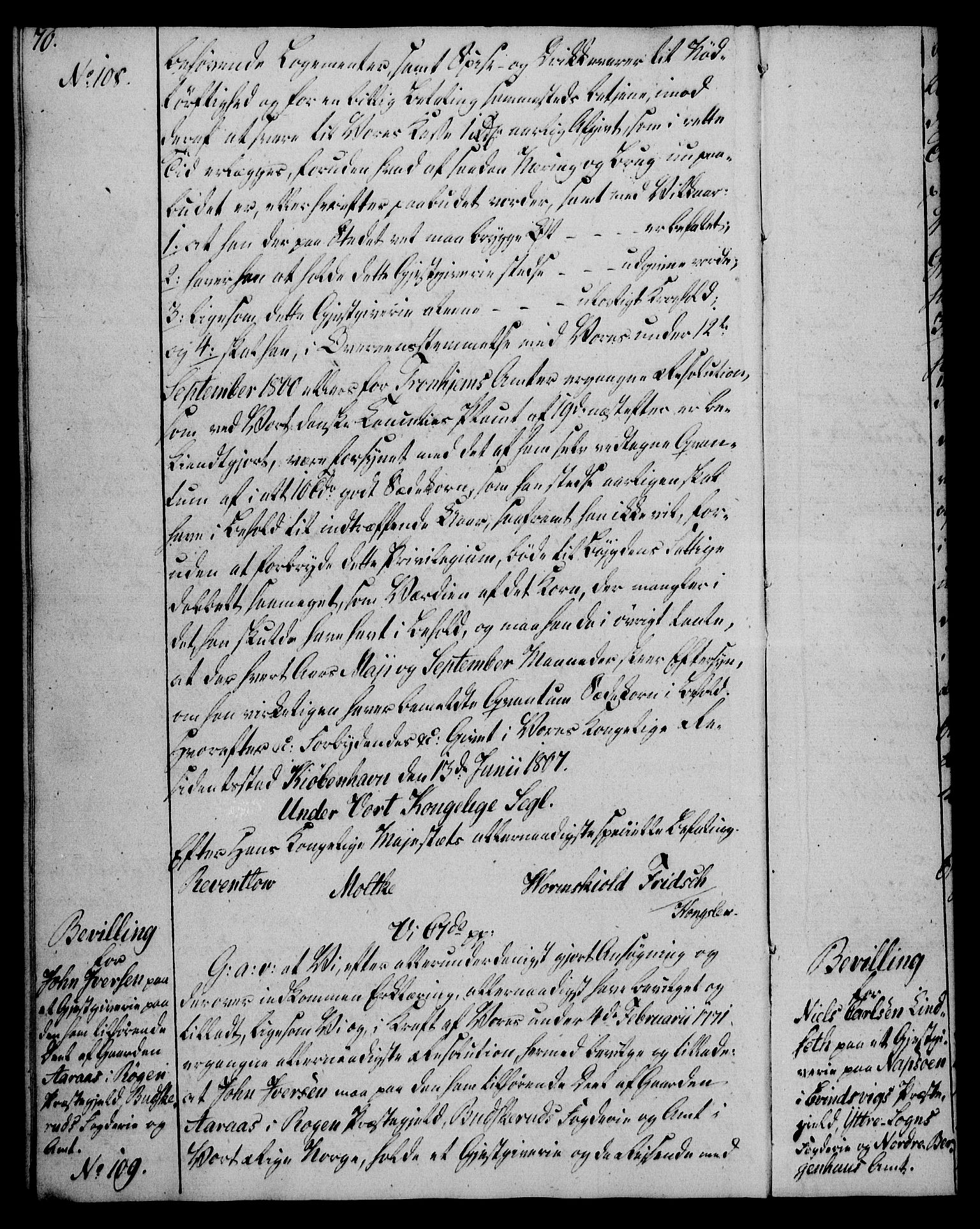 Rentekammeret, Kammerkanselliet, RA/EA-3111/G/Gg/Gga/L0019: Norsk ekspedisjonsprotokoll med register (merket RK 53.19), 1807-1810, s. 70