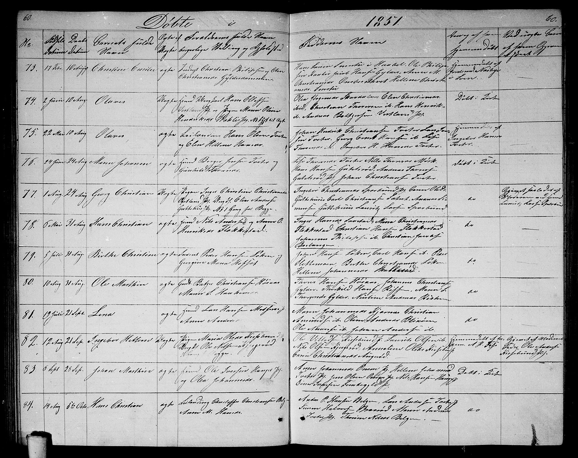 Våler prestekontor Kirkebøker, AV/SAO-A-11083/G/Ga/L0002: Klokkerbok nr. I 2, 1839-1860, s. 60