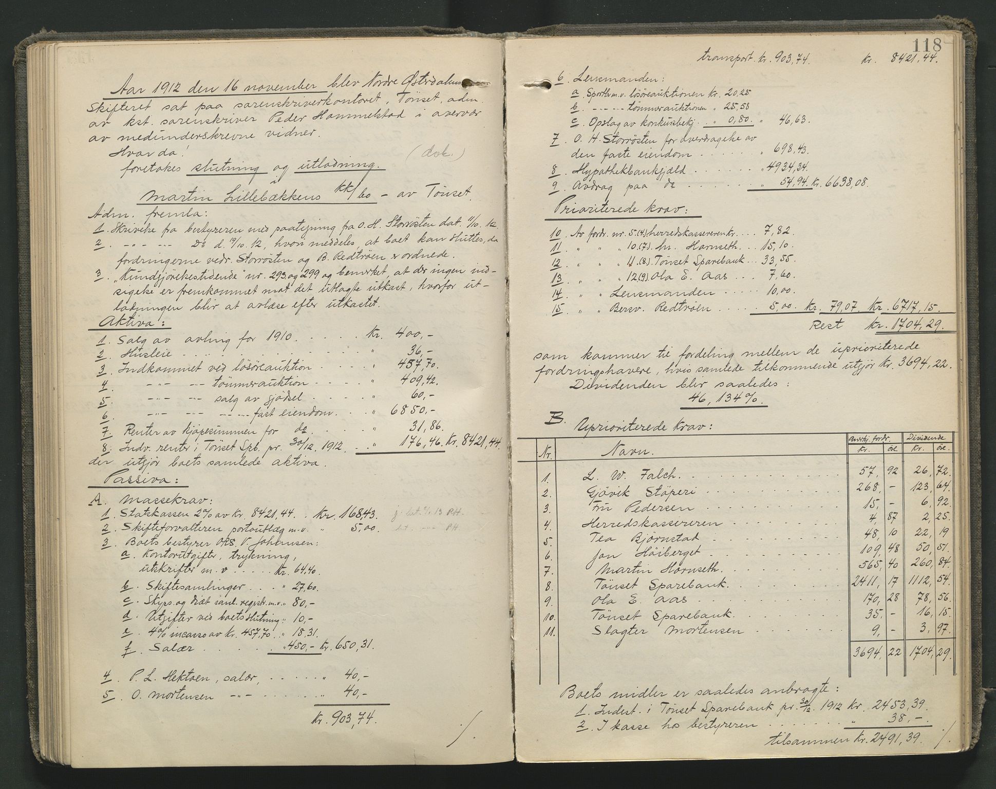 Nord-Østerdal tingrett, SAH/TING-020/J/Jd/L0006: Skifteutlodningsprotokoll, 1907-1920, s. 118