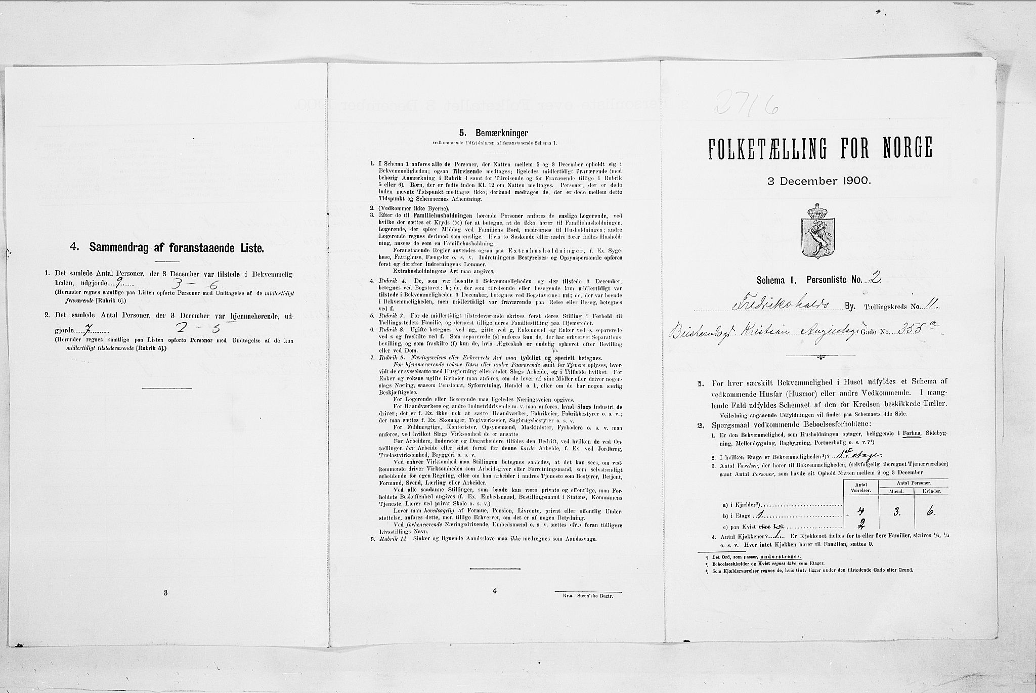 SAO, Folketelling 1900 for 0101 Fredrikshald kjøpstad, 1900