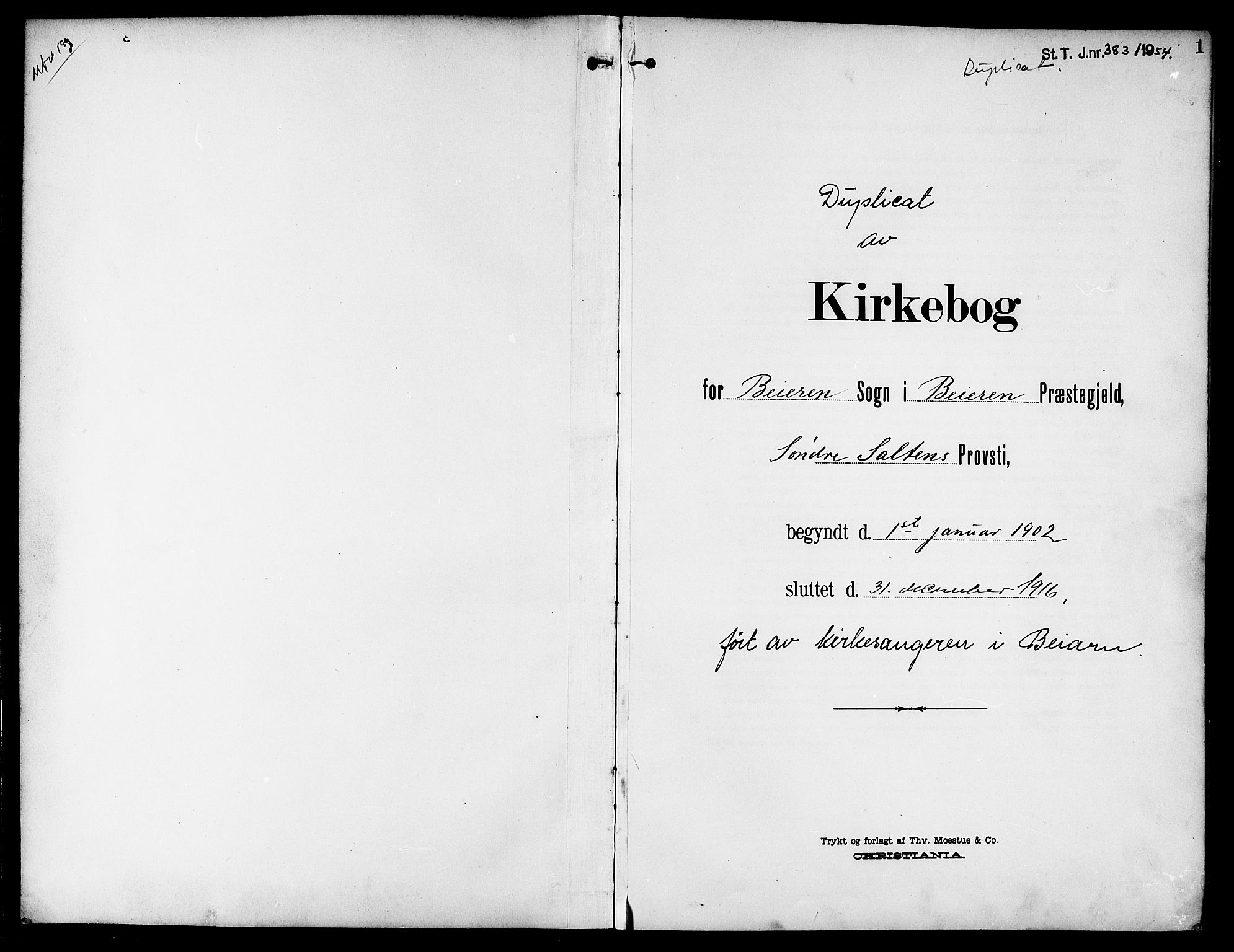 Ministerialprotokoller, klokkerbøker og fødselsregistre - Nordland, SAT/A-1459/846/L0655: Klokkerbok nr. 846C05, 1902-1916, s. 1