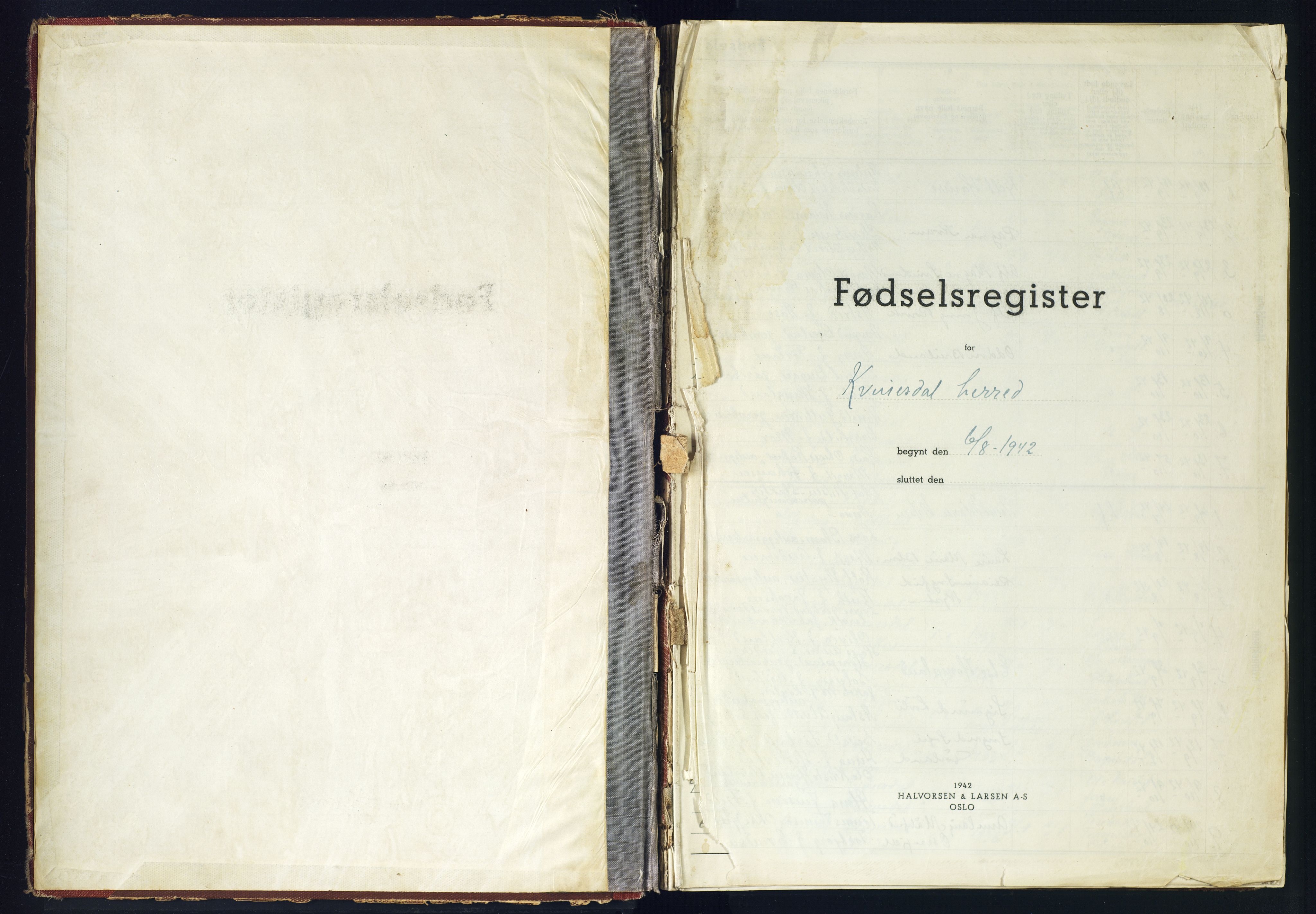 Kvinesdal sokneprestkontor, AV/SAK-1111-0026/J/Jb/L0004: Fødselsregister nr. II.6.4, 1942-1945