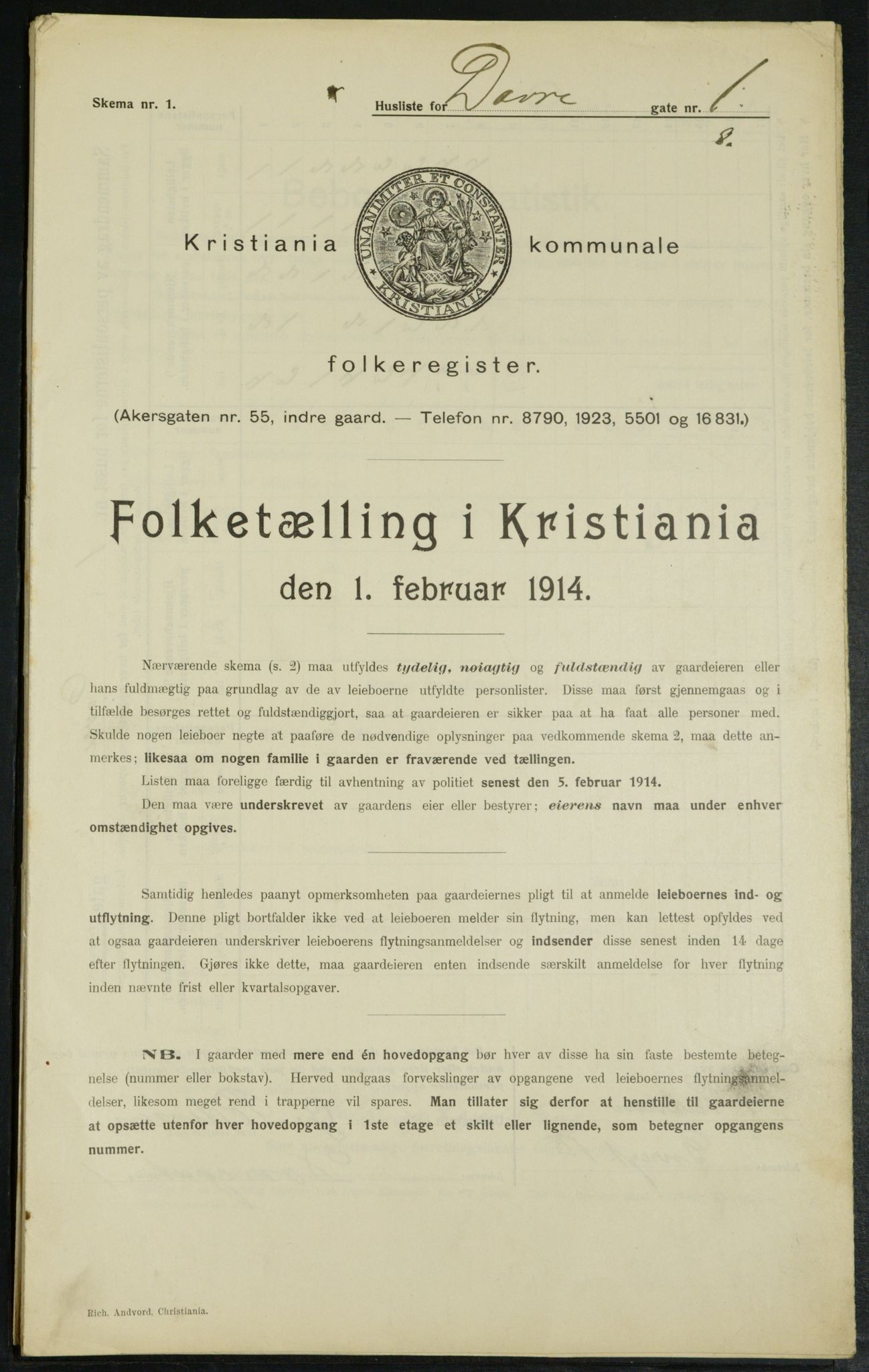 OBA, Kommunal folketelling 1.2.1914 for Kristiania, 1914, s. 16170