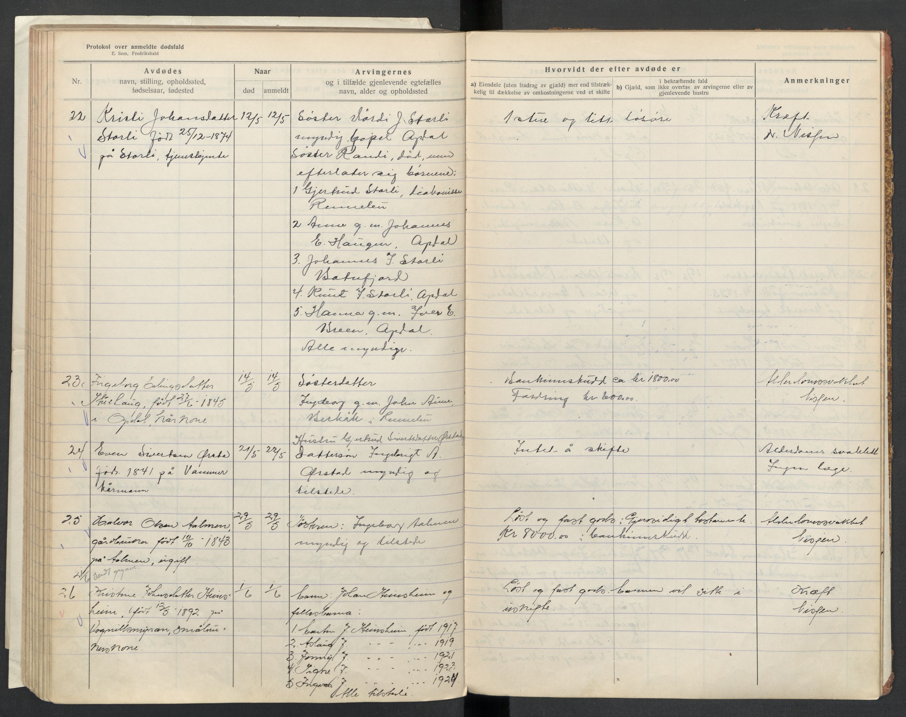 Oppdal lensmannskontor, AV/SAT-A-1073/1/02/L0003: 2.01.03 Dødsfallsprotokoll, 1919-1929