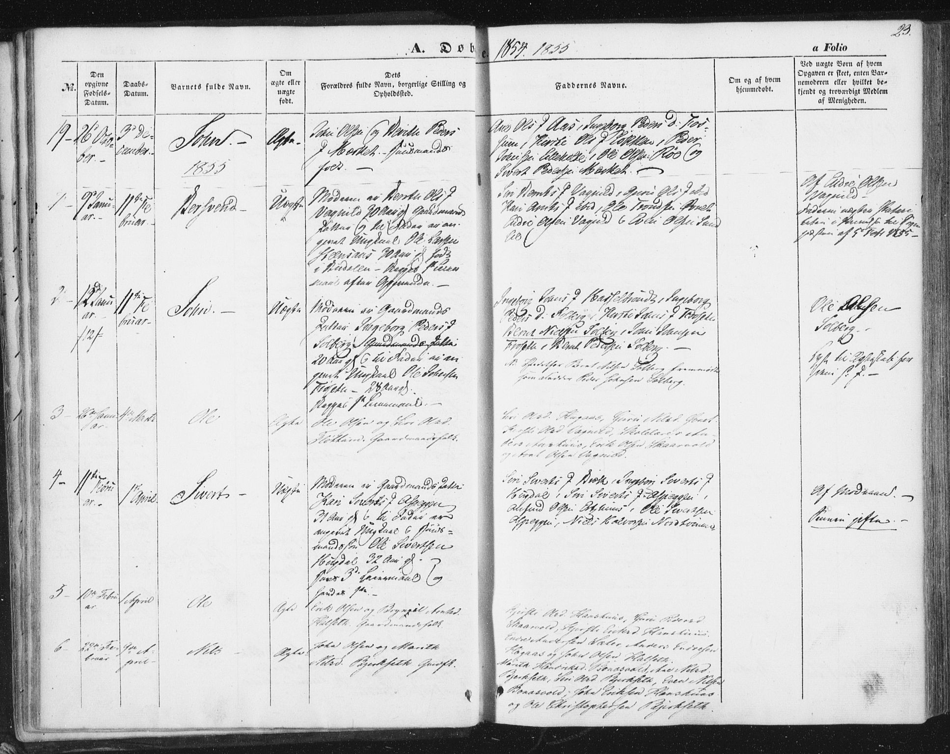 Ministerialprotokoller, klokkerbøker og fødselsregistre - Sør-Trøndelag, SAT/A-1456/689/L1038: Ministerialbok nr. 689A03, 1848-1872, s. 23