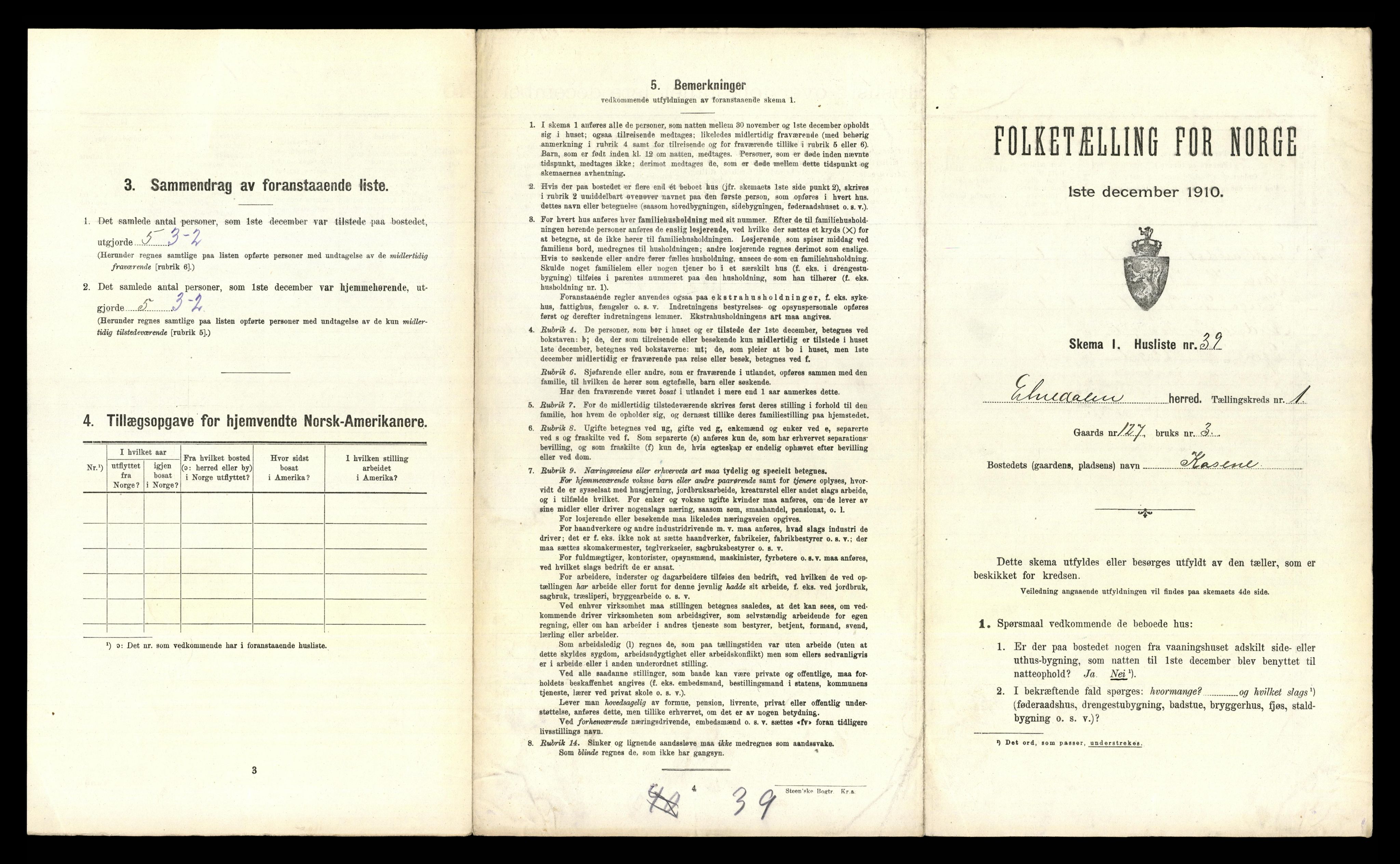 RA, Folketelling 1910 for 0541 Etnedal herred, 1910, s. 105