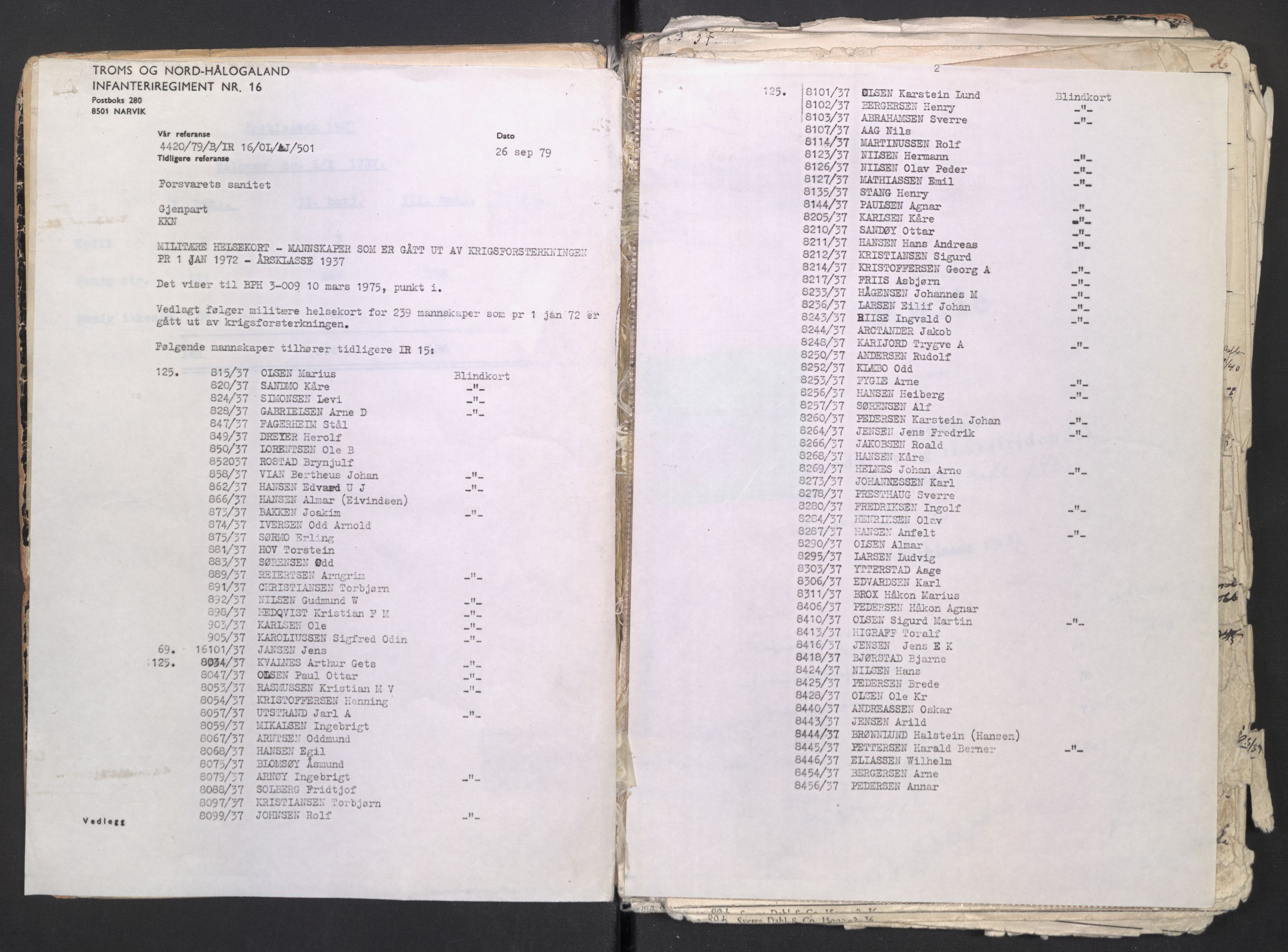 Forsvaret, Troms infanteriregiment nr. 16, AV/RA-RAFA-3146/P/Pa/L0007/0002: Ruller / Rulle for regimentets menige mannskaper, årsklasse 1937, 1937