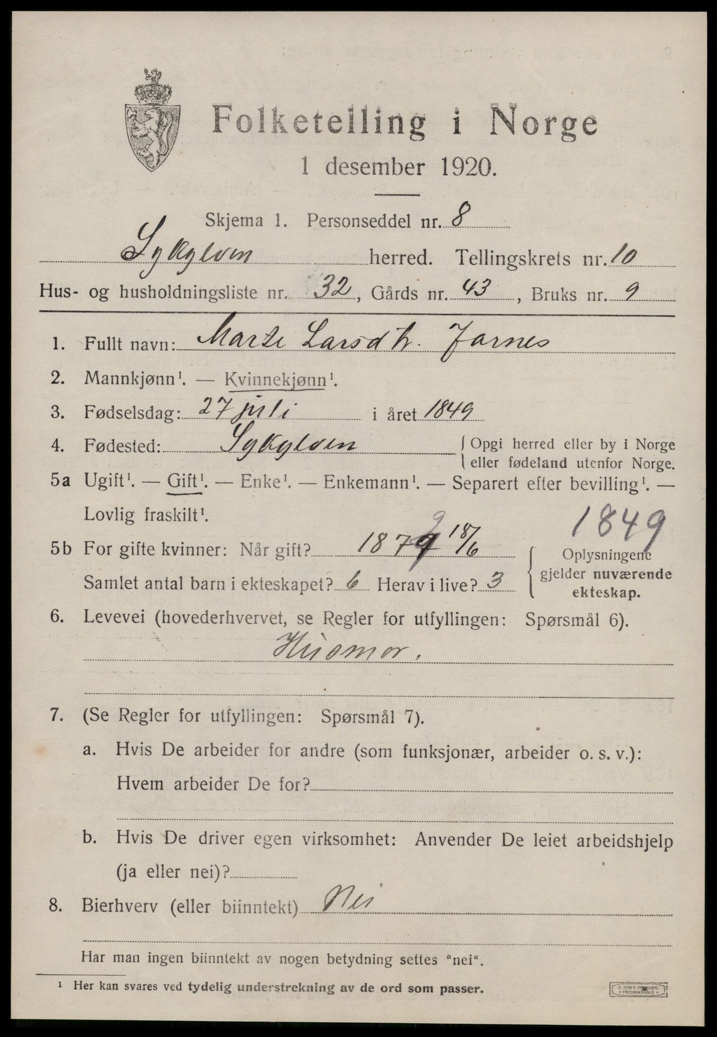 SAT, Folketelling 1920 for 1528 Sykkylven herred, 1920, s. 5399