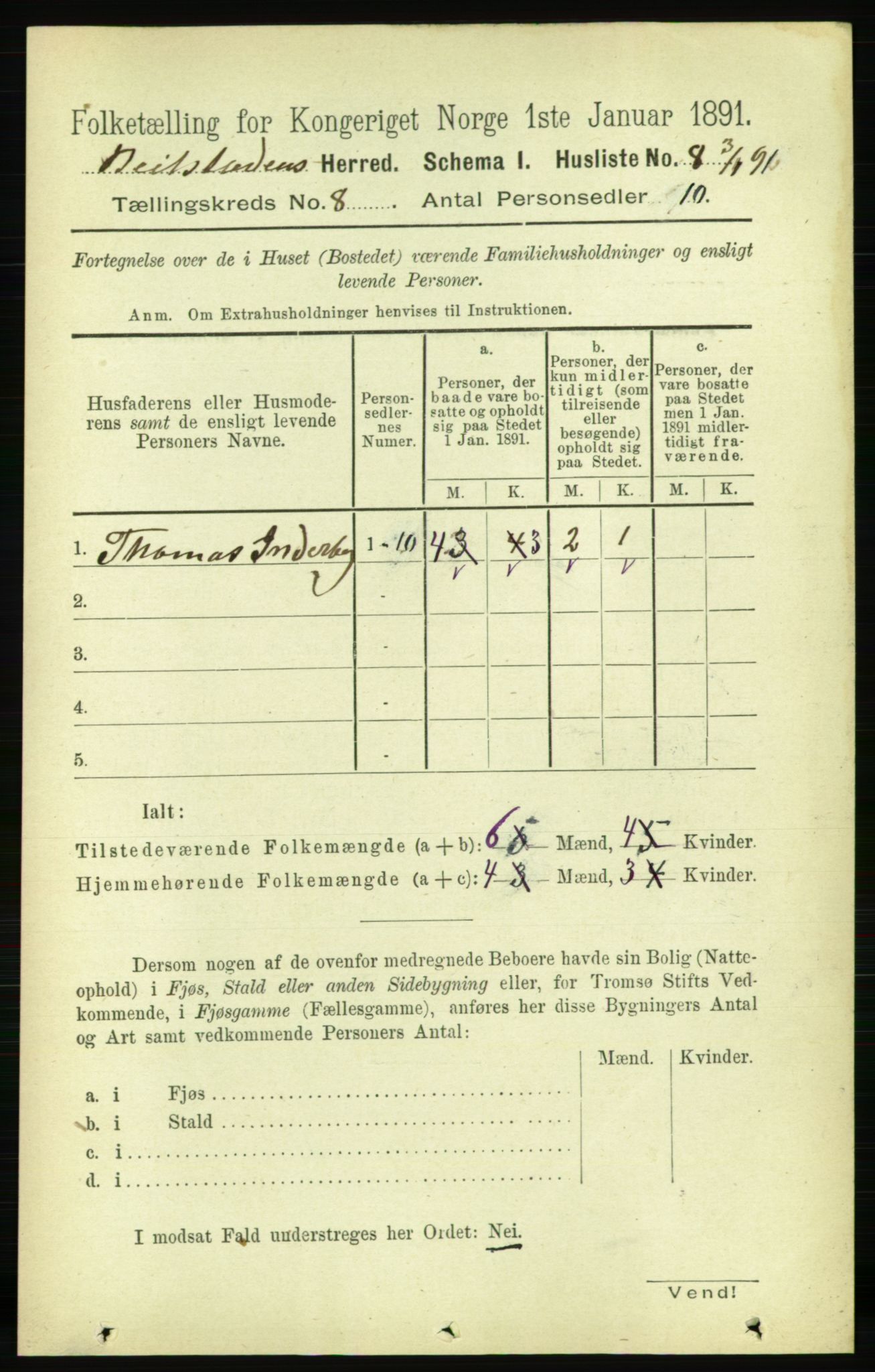 RA, Folketelling 1891 for 1727 Beitstad herred, 1891, s. 2129