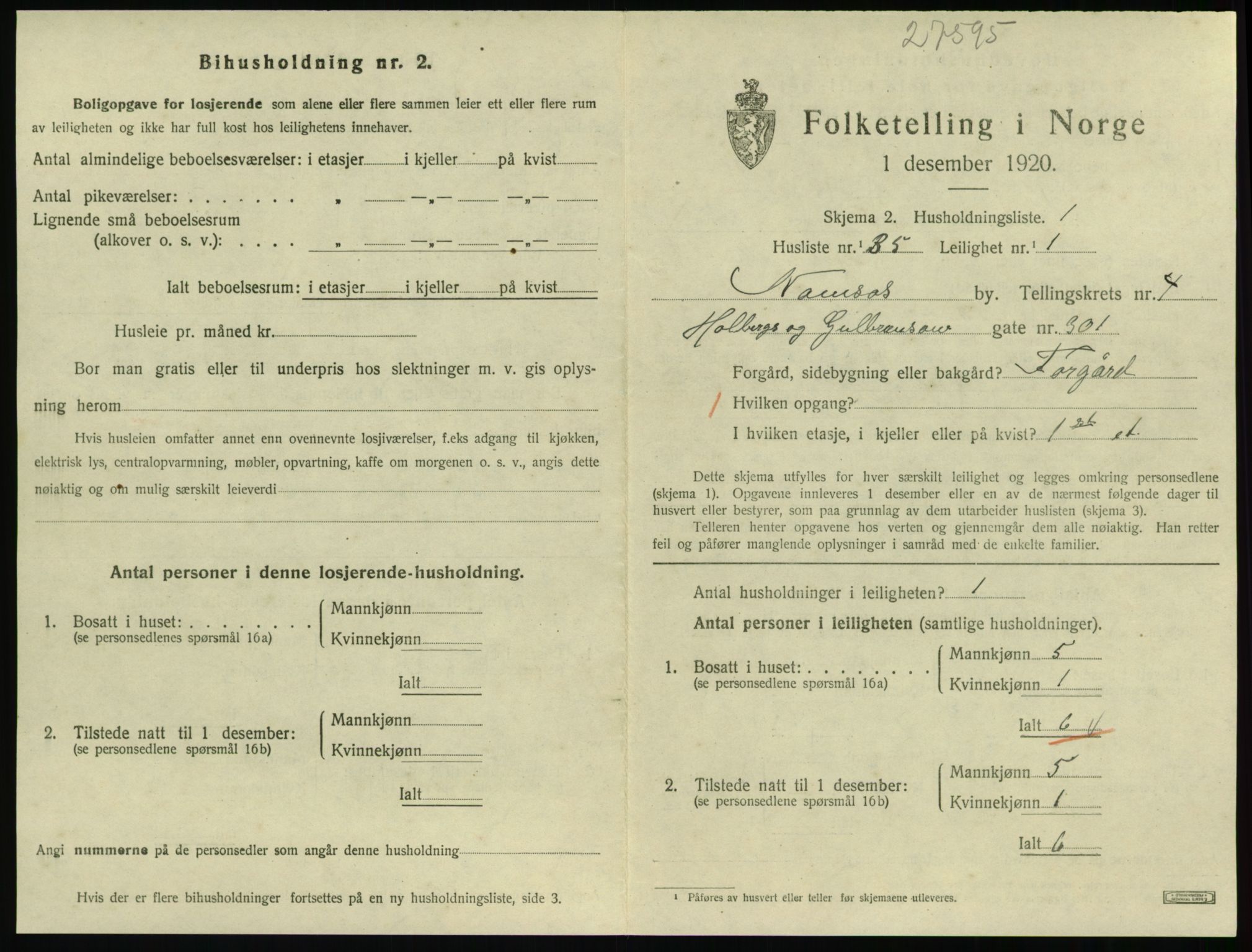 SAT, Folketelling 1920 for 1703 Namsos ladested, 1920, s. 1529