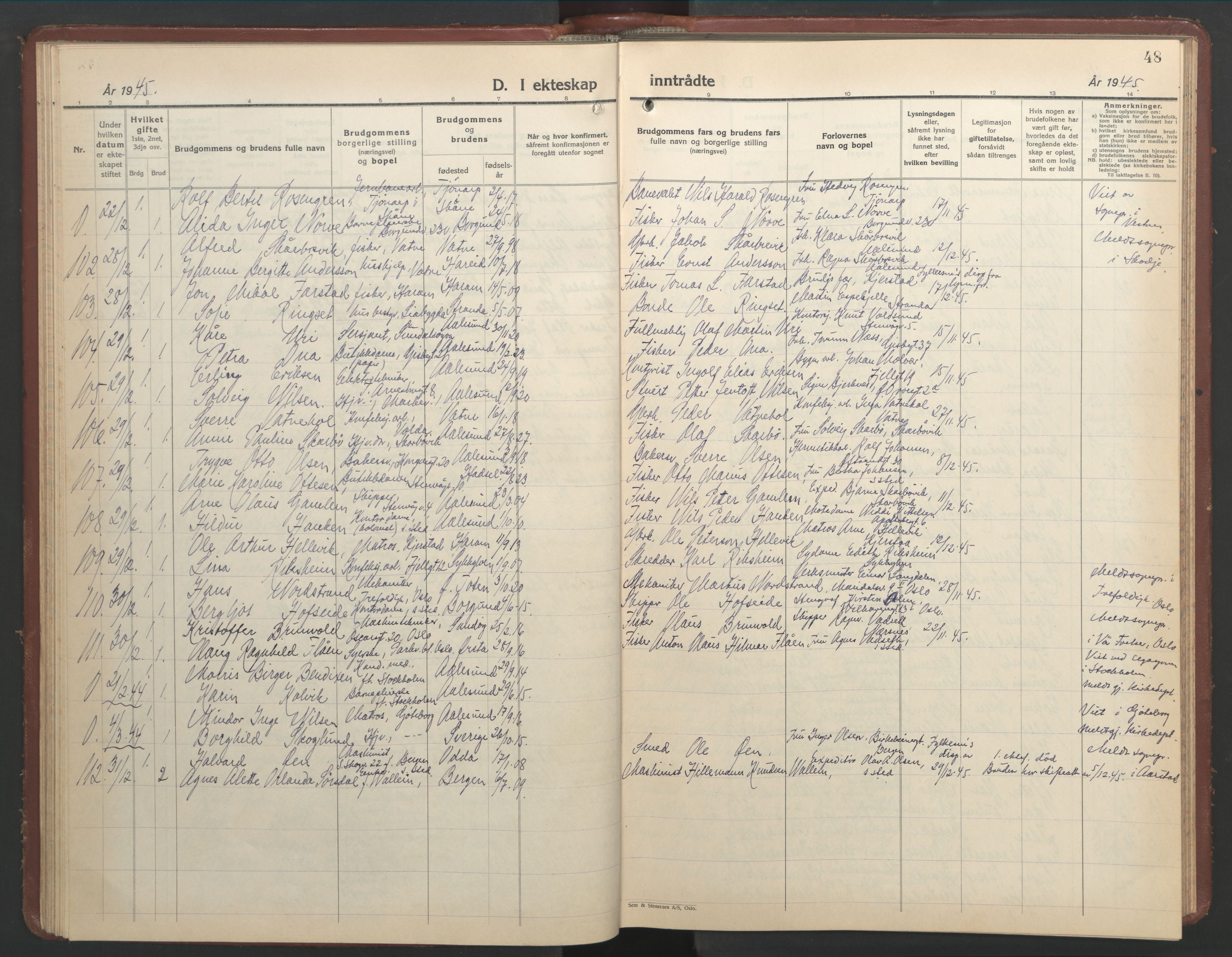 Ministerialprotokoller, klokkerbøker og fødselsregistre - Møre og Romsdal, AV/SAT-A-1454/529/L0479: Klokkerbok nr. 529C16, 1941-1950, s. 48