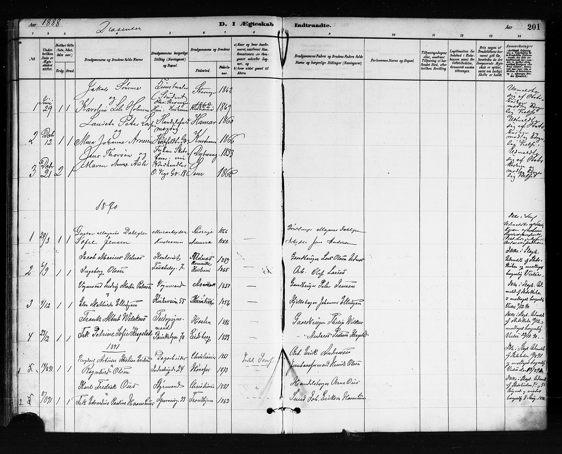 Uranienborg prestekontor Kirkebøker, AV/SAO-A-10877/F/Fa/L0002: Ministerialbok nr. I 2, 1880-1896, s. 201